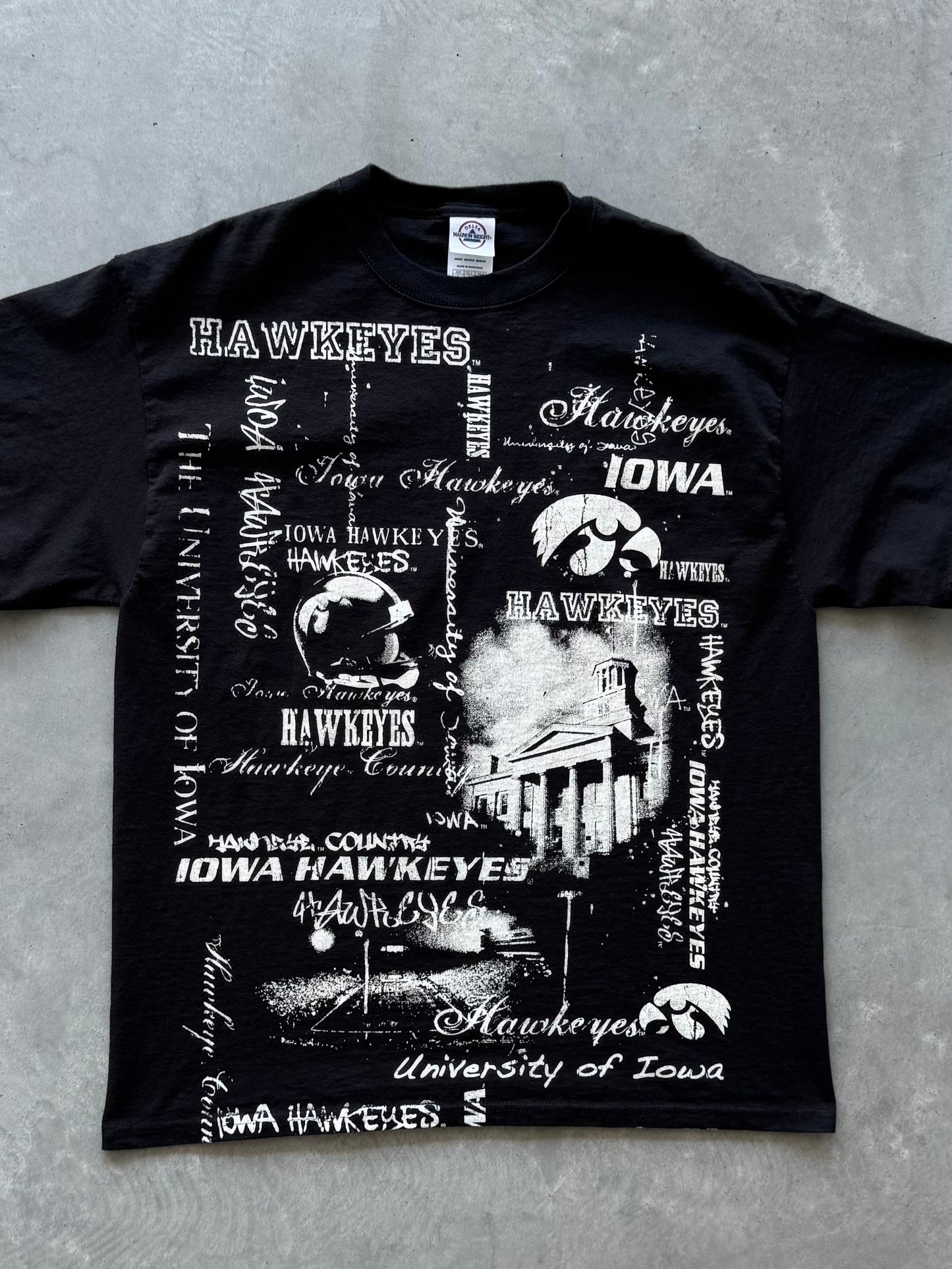 Vintage Iowa Hawkeyes All Over Print Tee - L