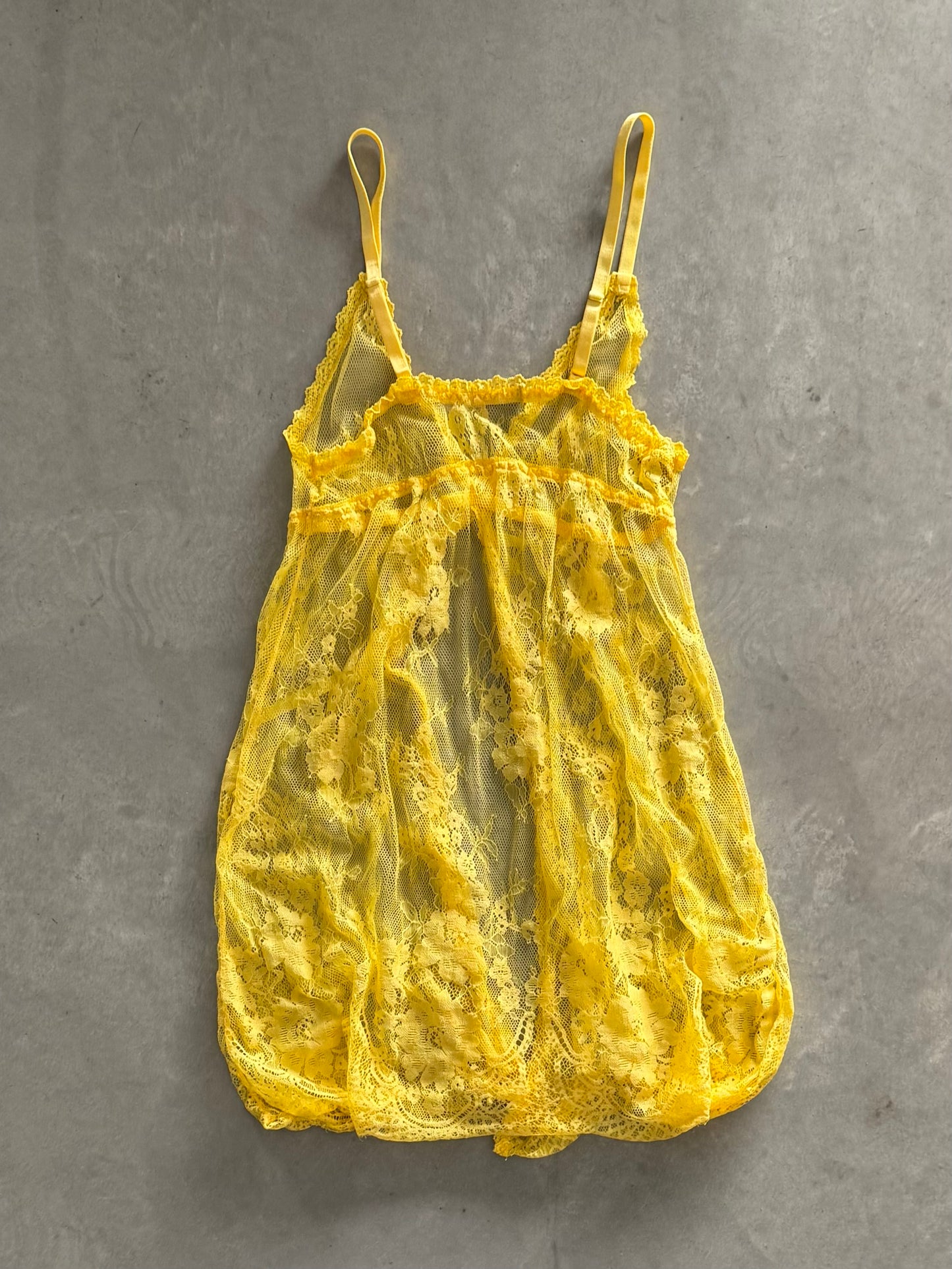 Vintage Yellow Lace Babydoll Top - L