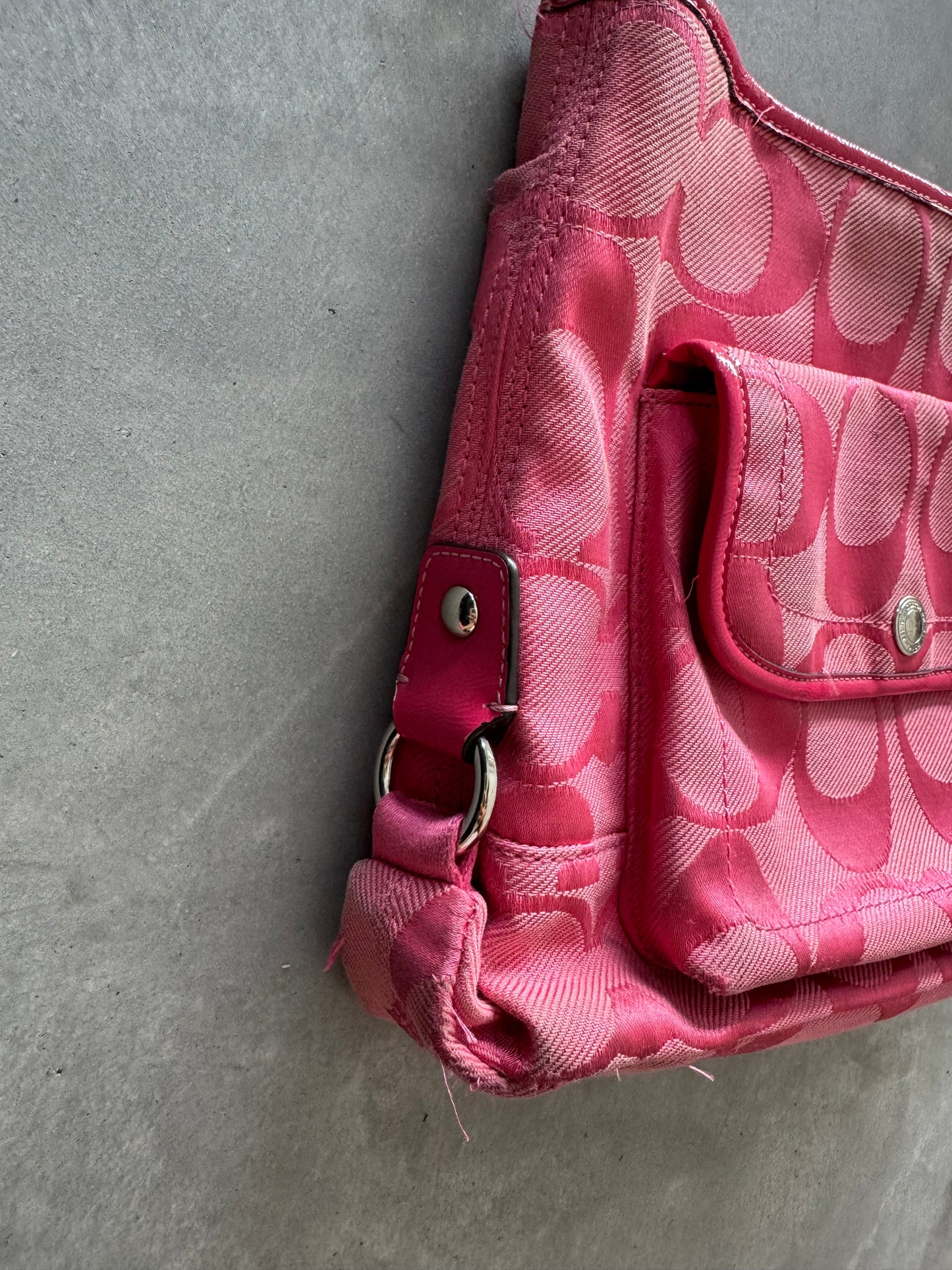 Vintage Pink Coach Signature Shoulder Bag