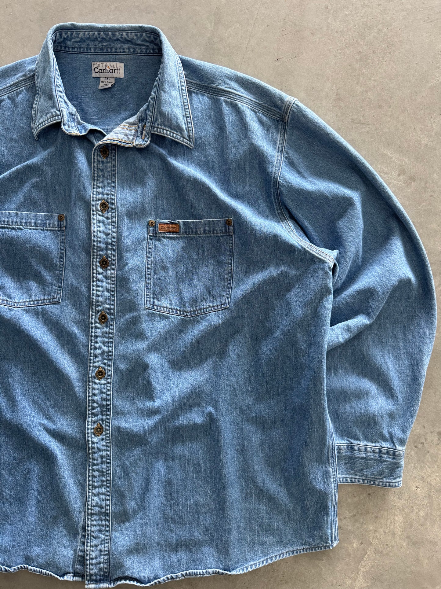 Vintage Carhartt Denim Button Up Jacket - XXL