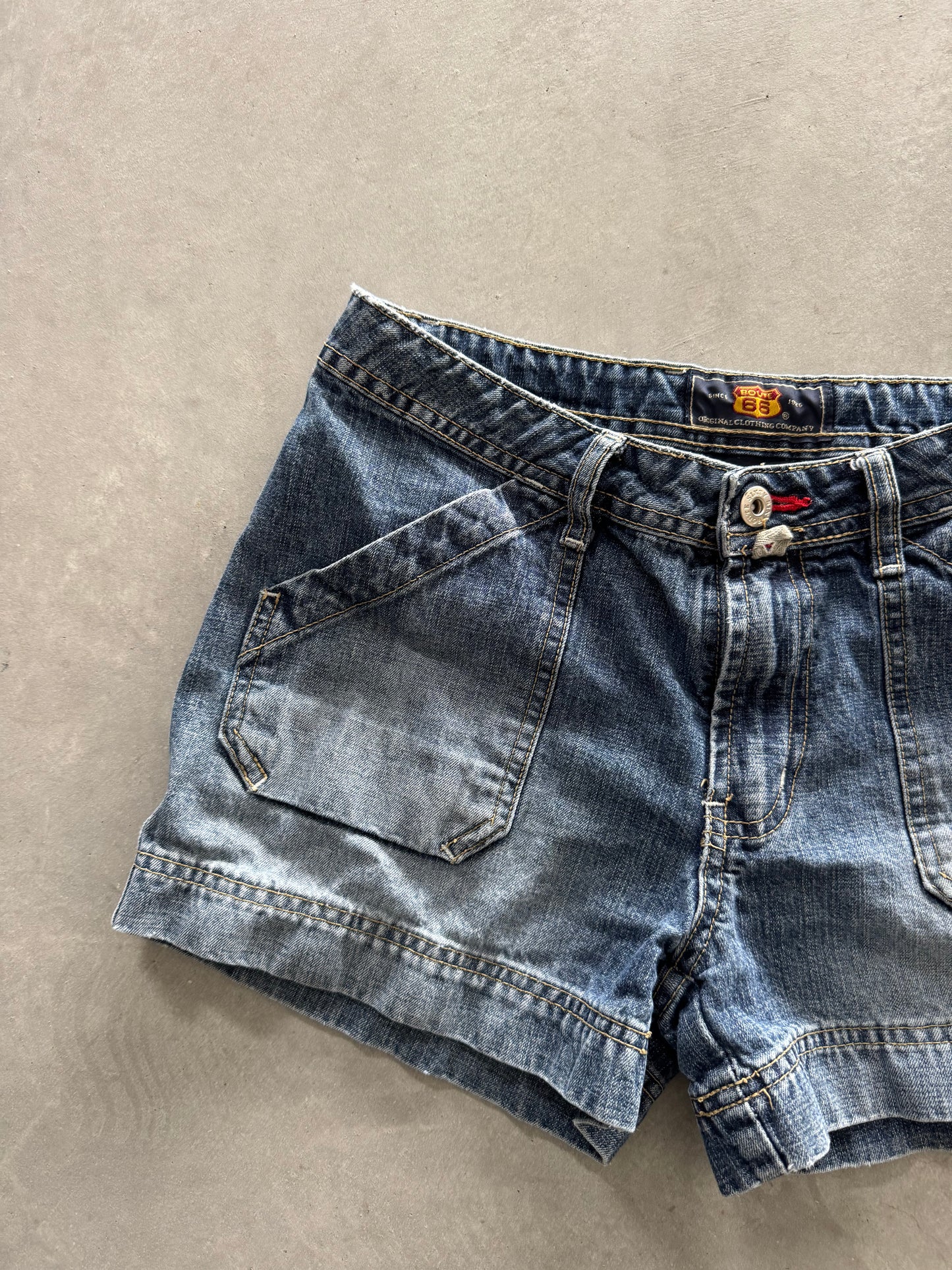 Vintage Route 66 Denim Shorts - 28x3