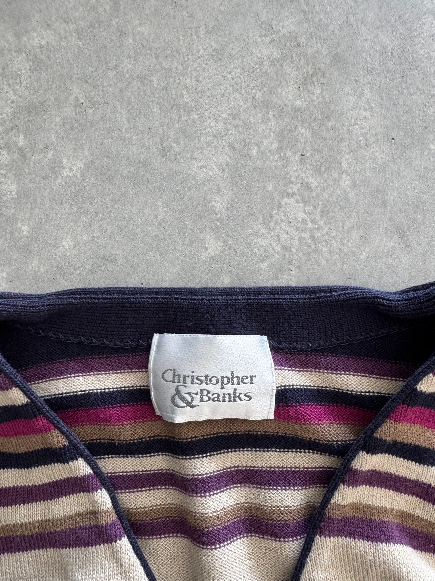 Vintage Christopher & Banks Striped Cardigan - XL