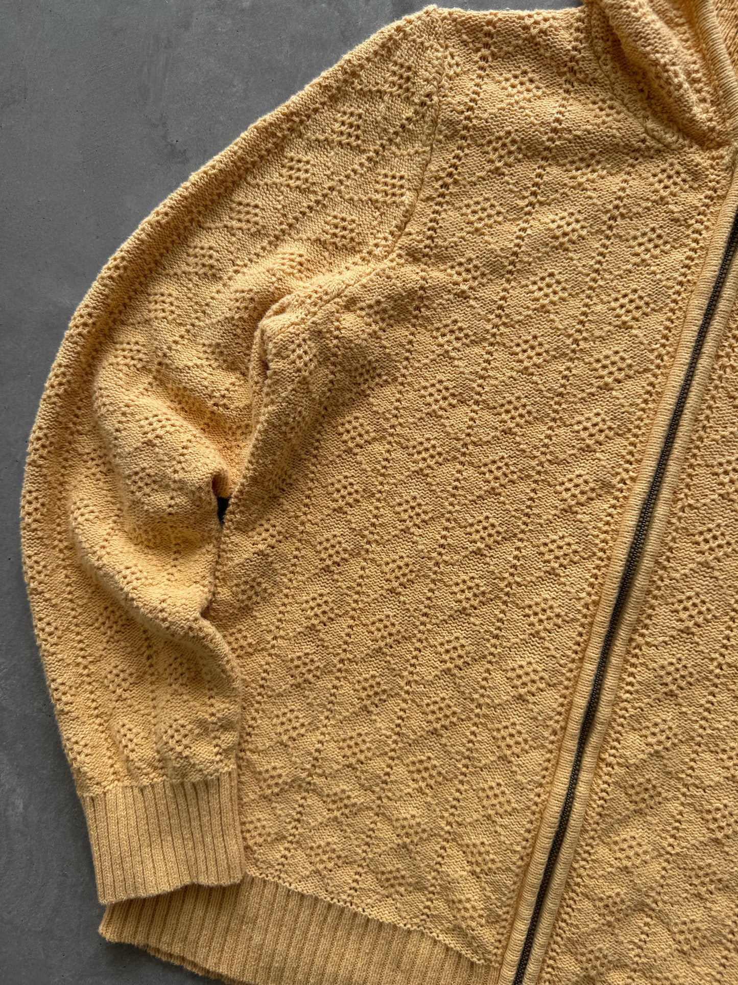 Vintage Knit Zip Up Hoodie - L