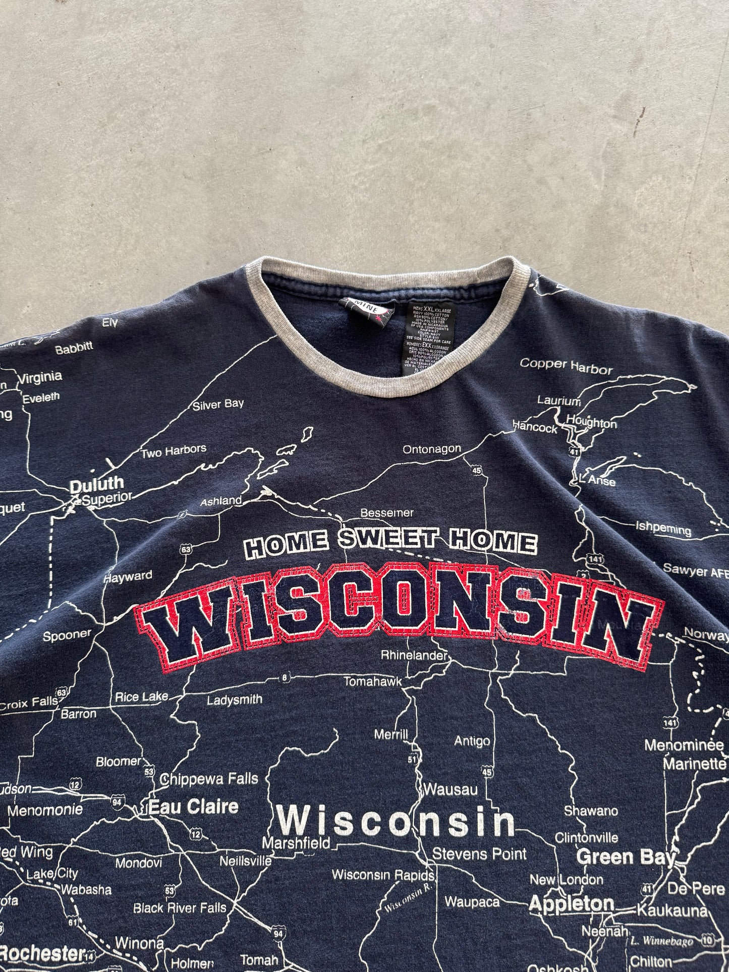 Vintage Wisconsin Map Tee - XXL