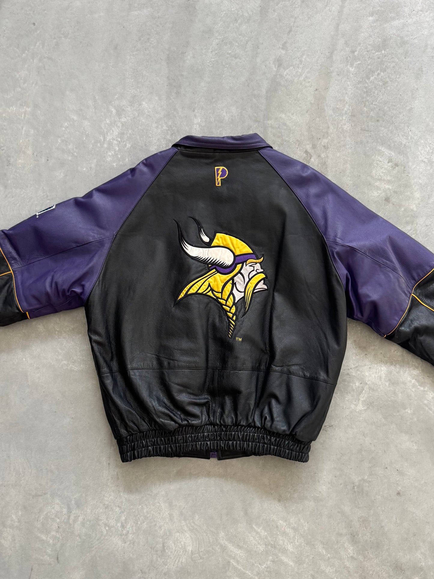 Vintage Minnesota Vikings Leather Jacket - XL
