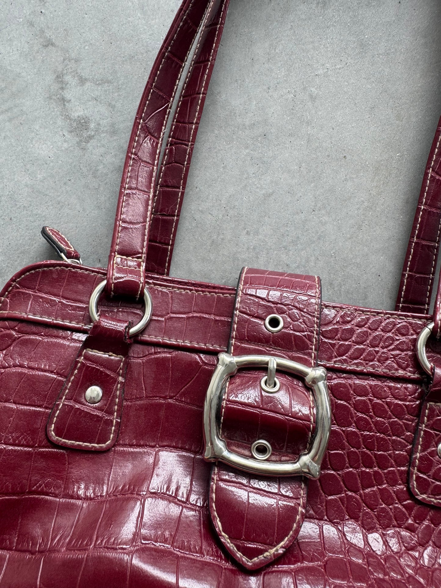 Vintage Y2K Faux Leather Burgundy Purse