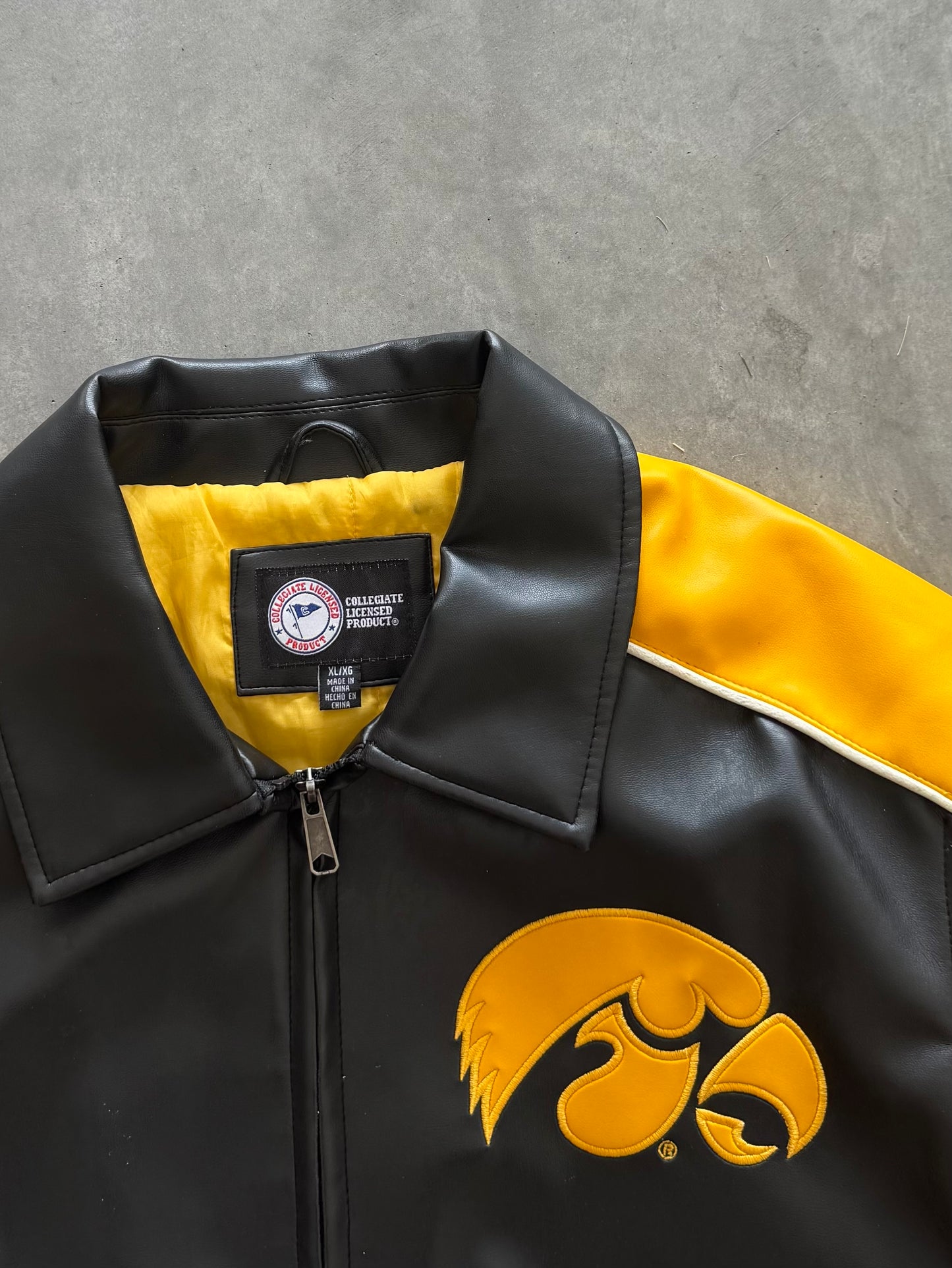 Vintage Iowa Hawkeyes Leather Jacket - XL