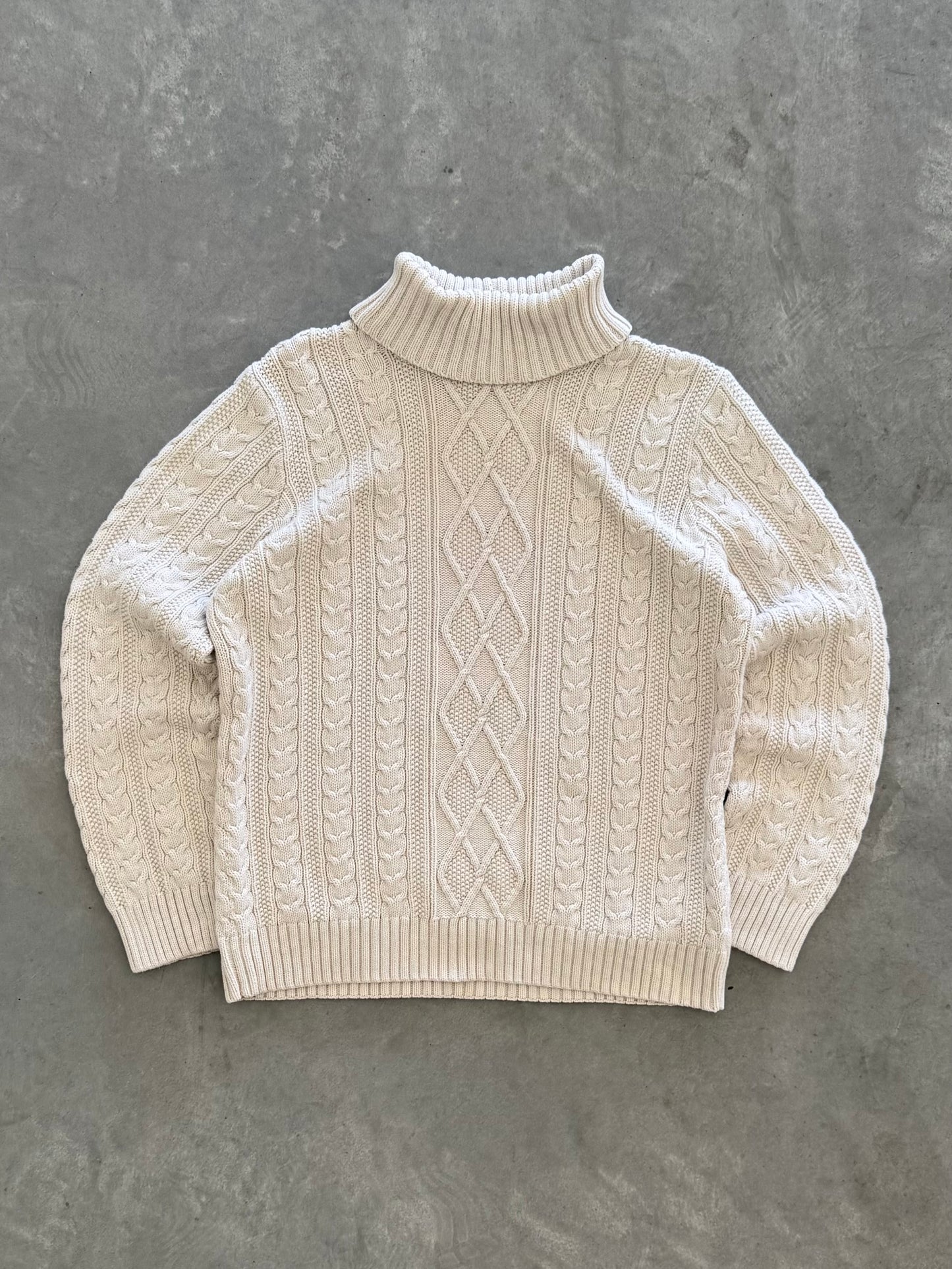 Vintage Cable Knit Turtleneck Sweater - XL