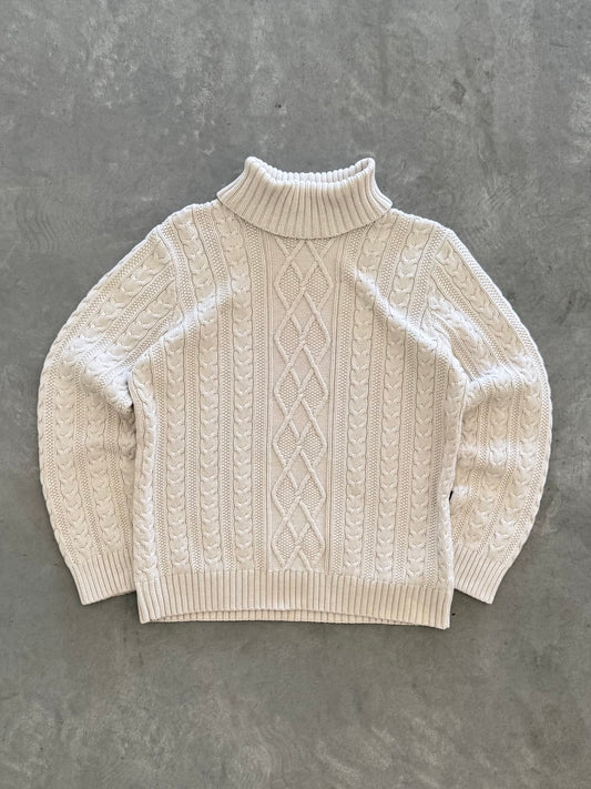 Vintage Cable Knit Turtleneck Sweater - XL