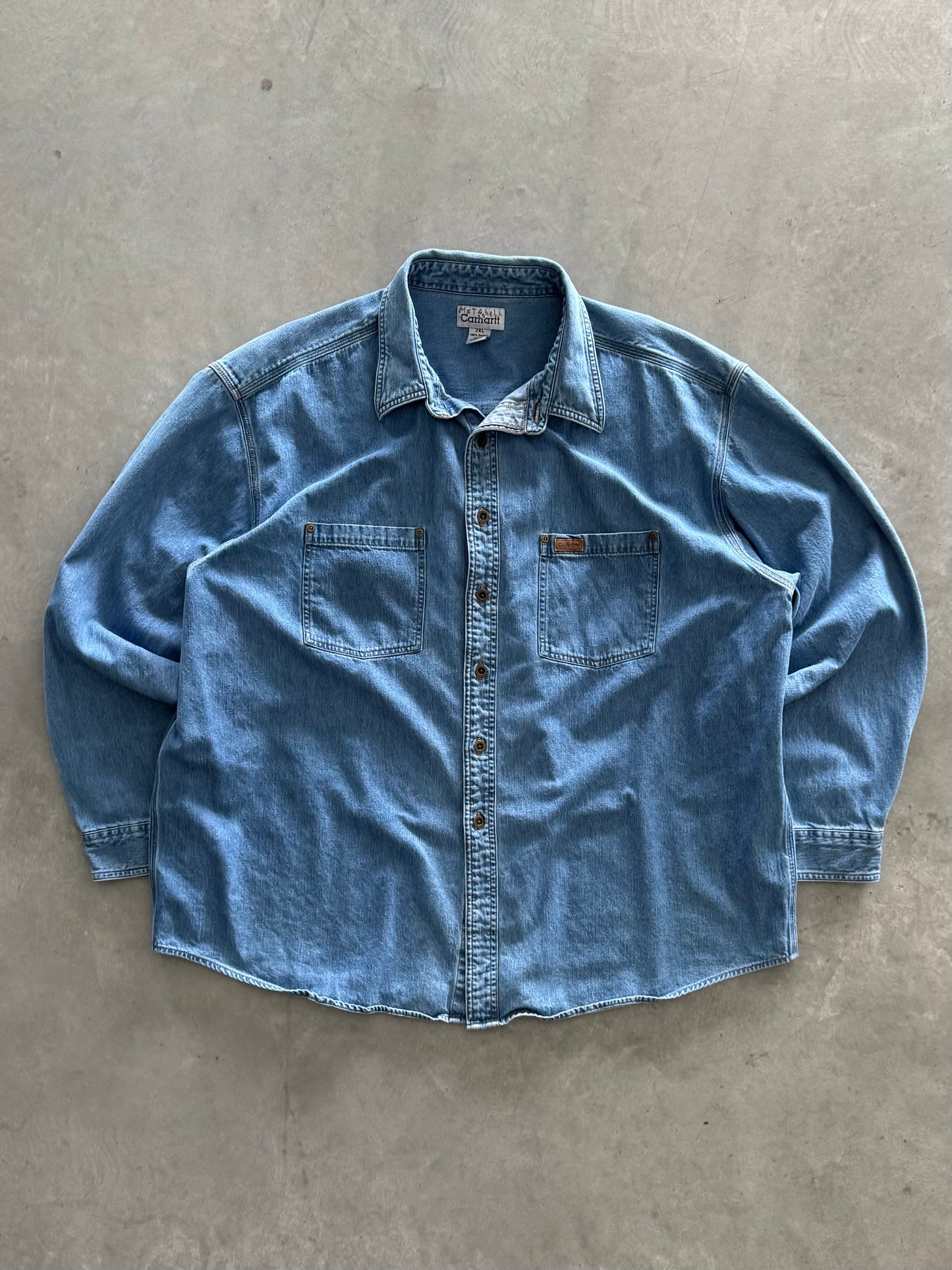 Vintage Carhartt Denim Button Up Jacket - XXL