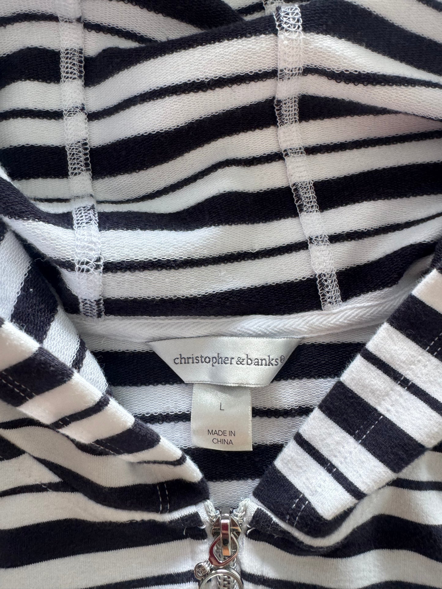 Vintage Christopher & Banks Striped Hooded Zip Up - L