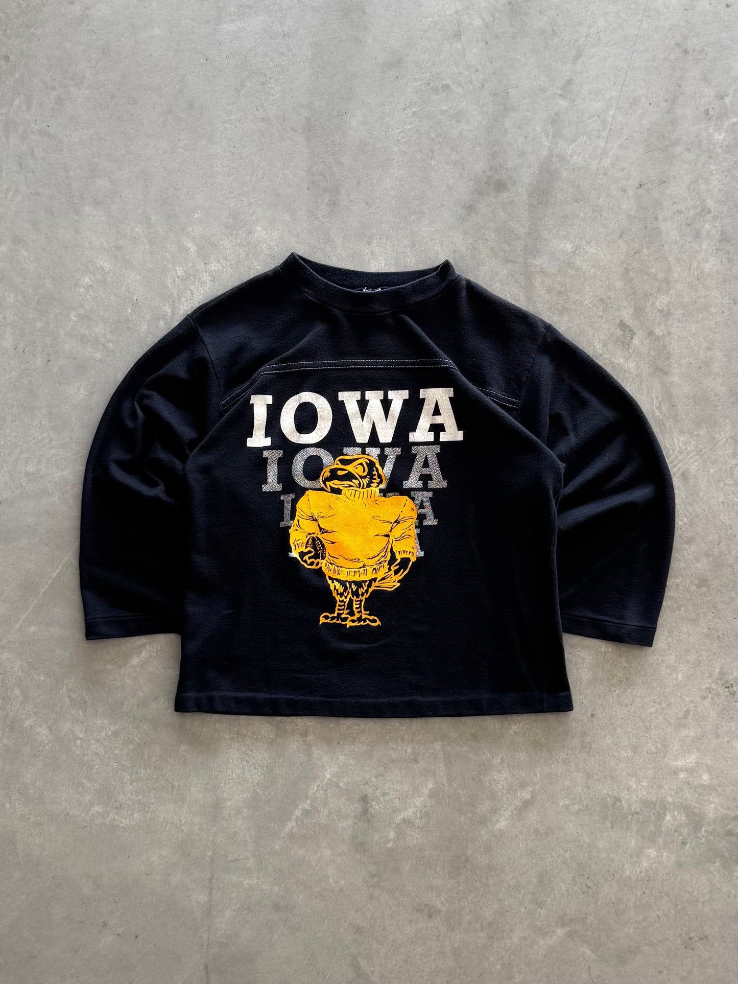 Vintage 80s Iowa Hawkeyes Women’s 3/4 Sleeve Baby Tee - S