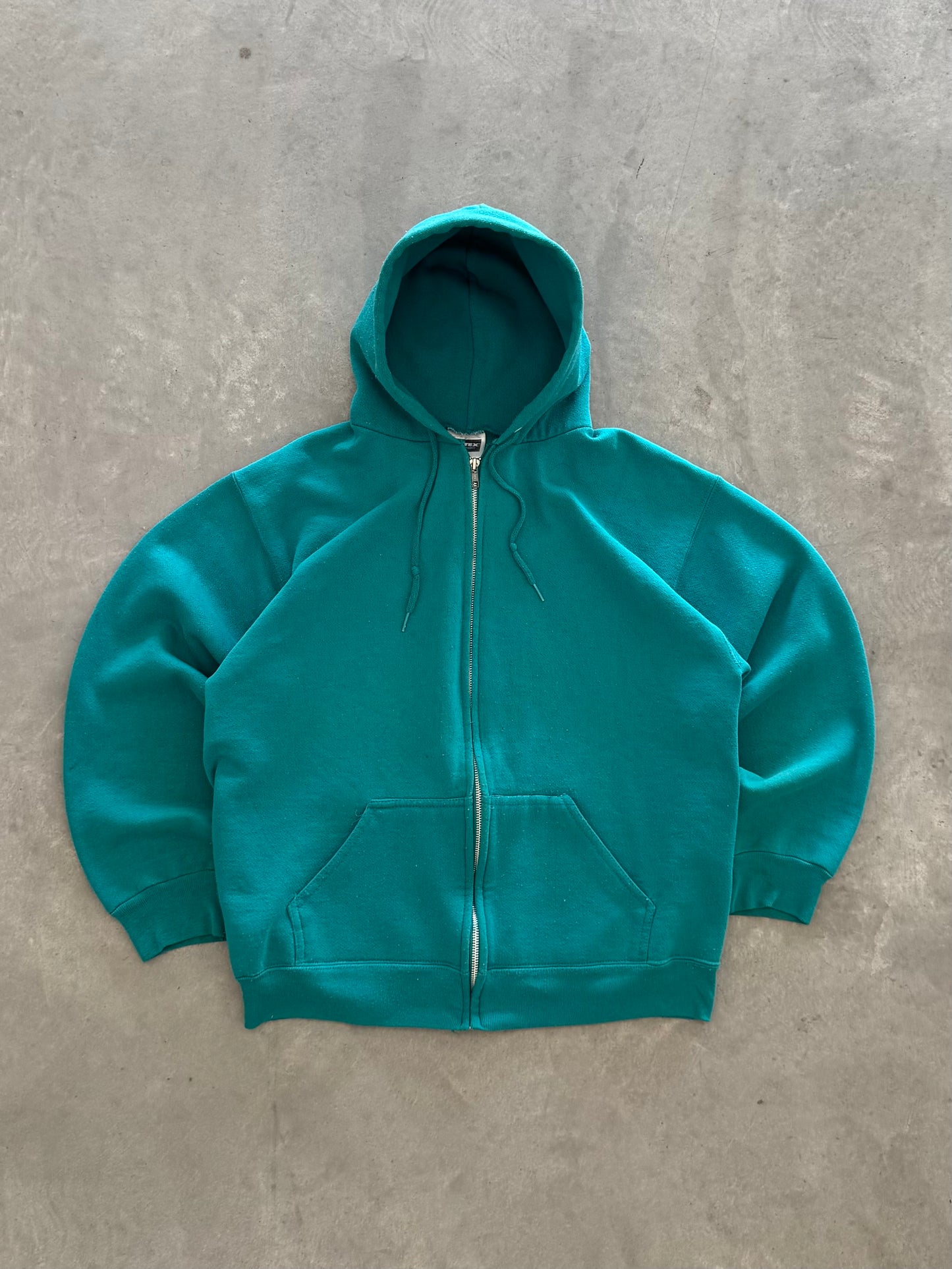 Vintage 90s Teal Zip Up Hoodie - L