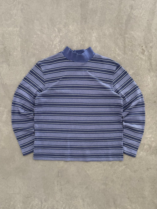 Vintage Striped Women’s Long Sleeve Mock Neck - M