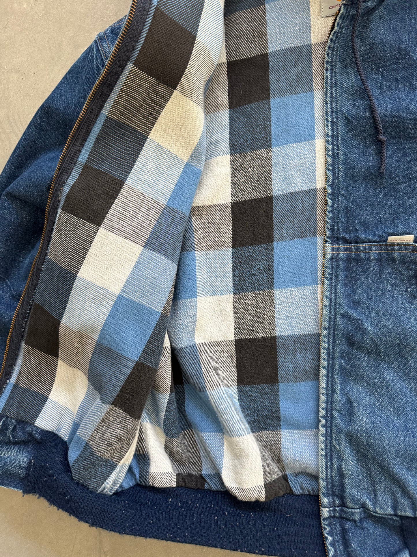 Vintage Carhartt Denim Flannel Lined Coat - XL