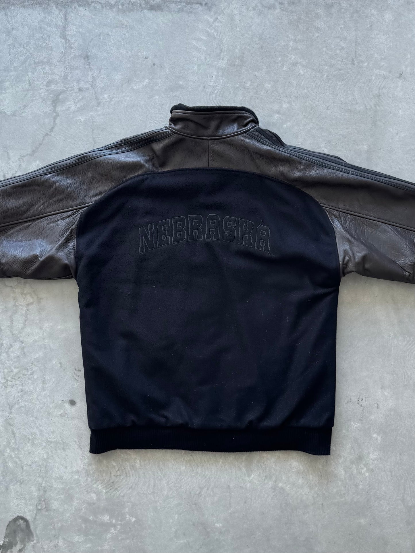 Vintage 90s Nebraska Adidas Leather Jacket - L