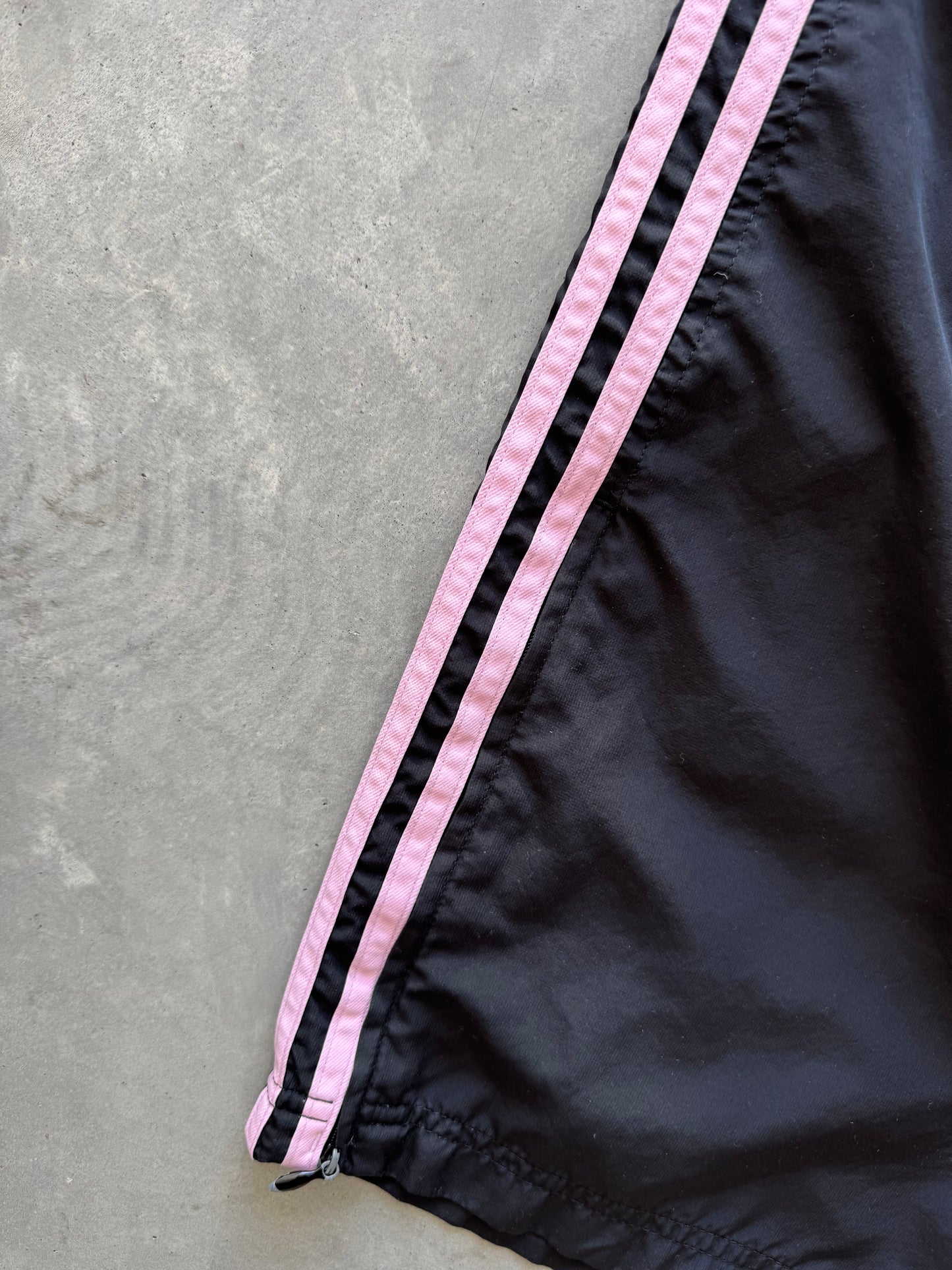 Vintage 00s Black & Pink Adidas Track Pants - L