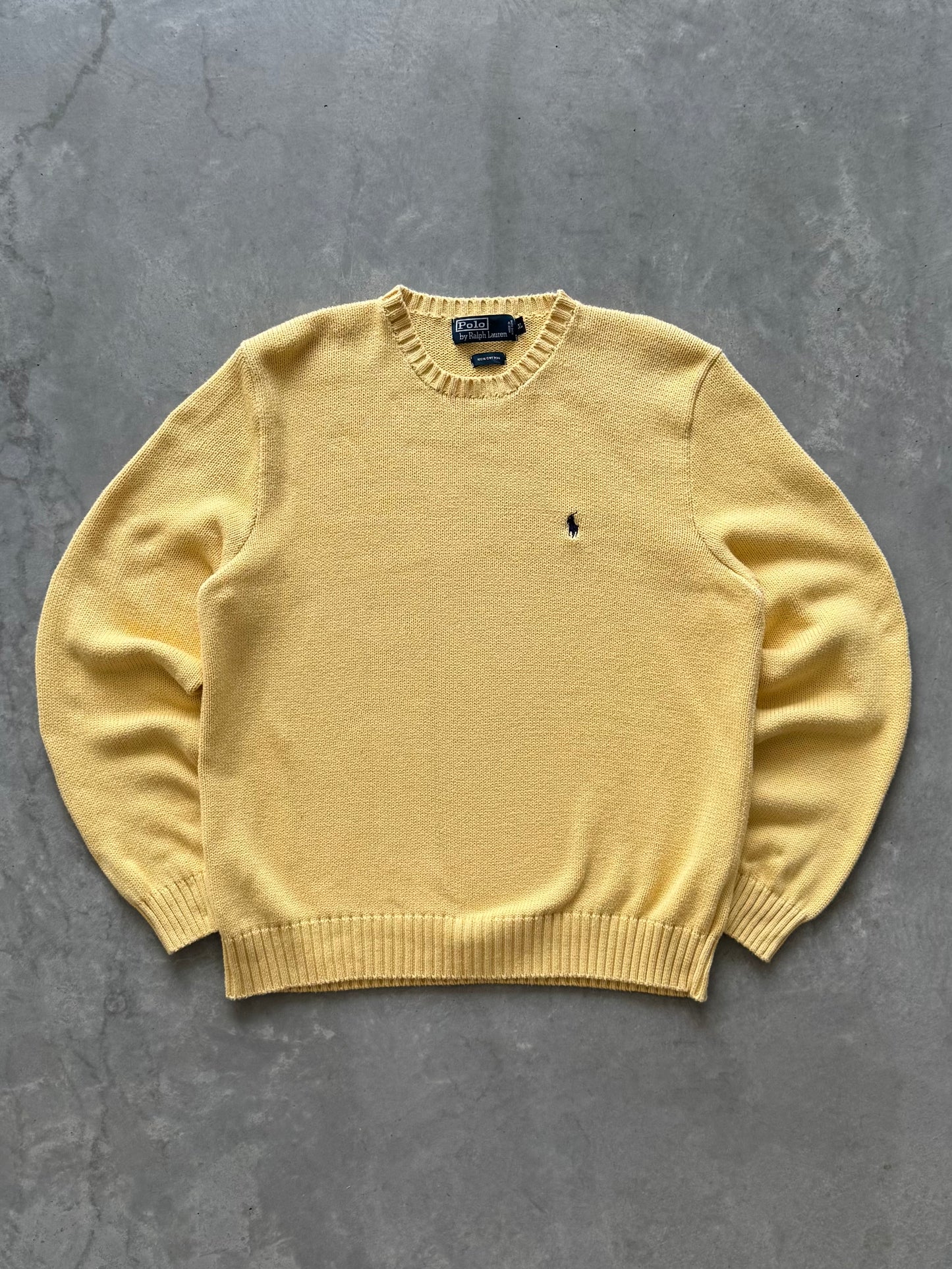 Vintage 90s Yellow Polo Ralph Lauren Sweater - XL