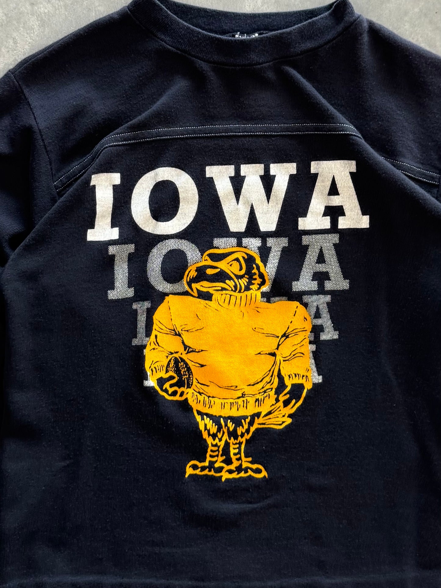 Vintage 80s Iowa Hawkeyes Women’s 3/4 Sleeve Baby Tee - S