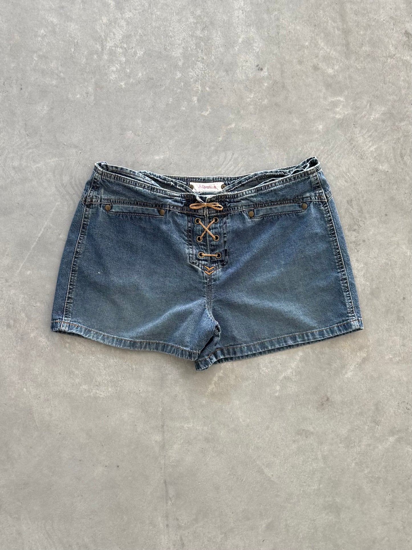 Vintage Y2k Lace Up Denim Shorts - 30x3