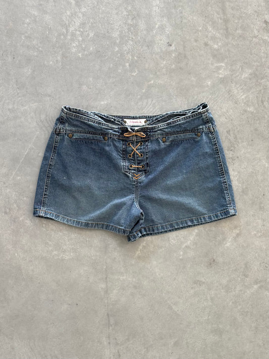 Vintage Y2k Lace Up Denim Shorts - 30x3