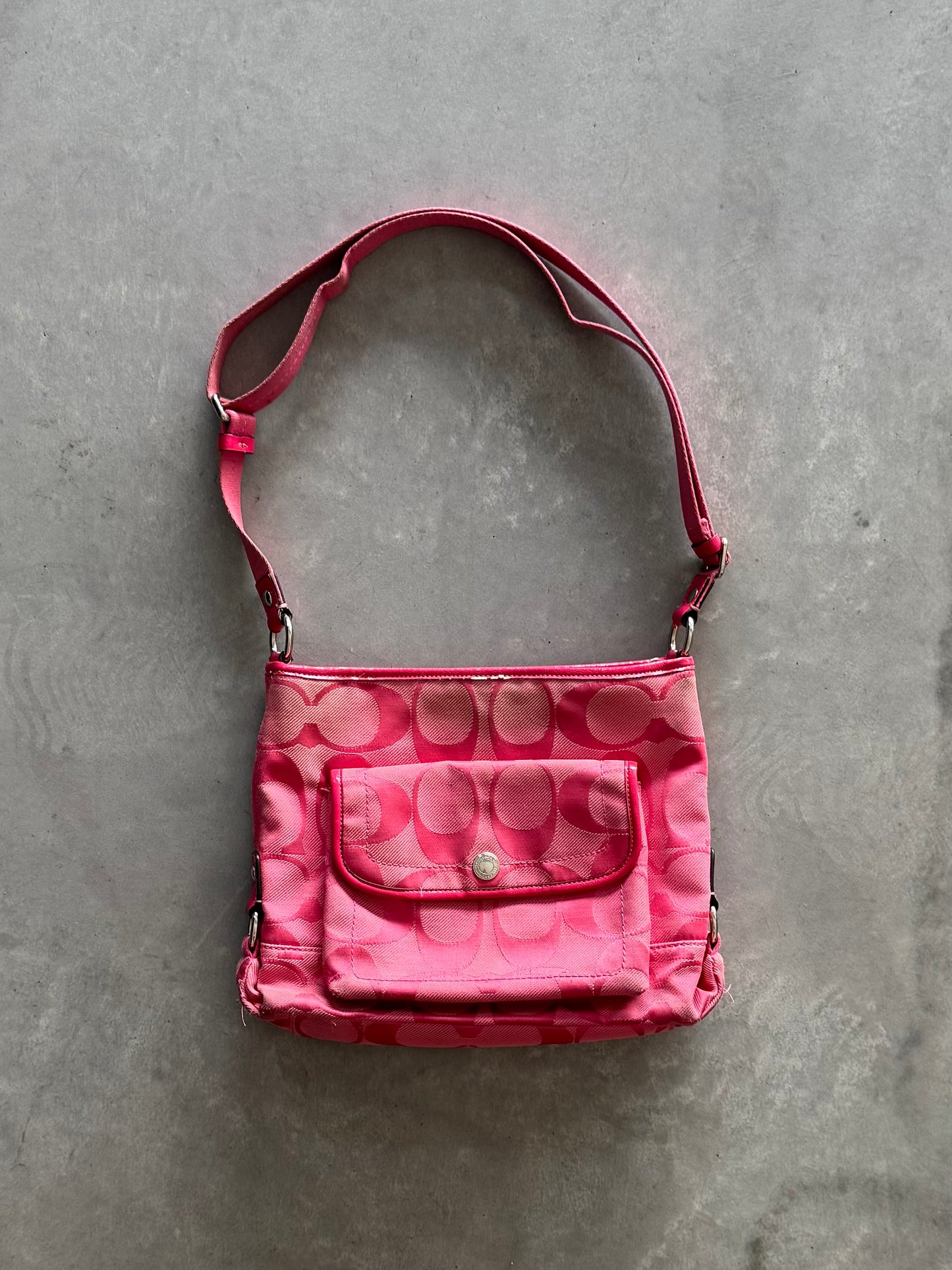 Vintage Pink Coach Signature Shoulder Bag