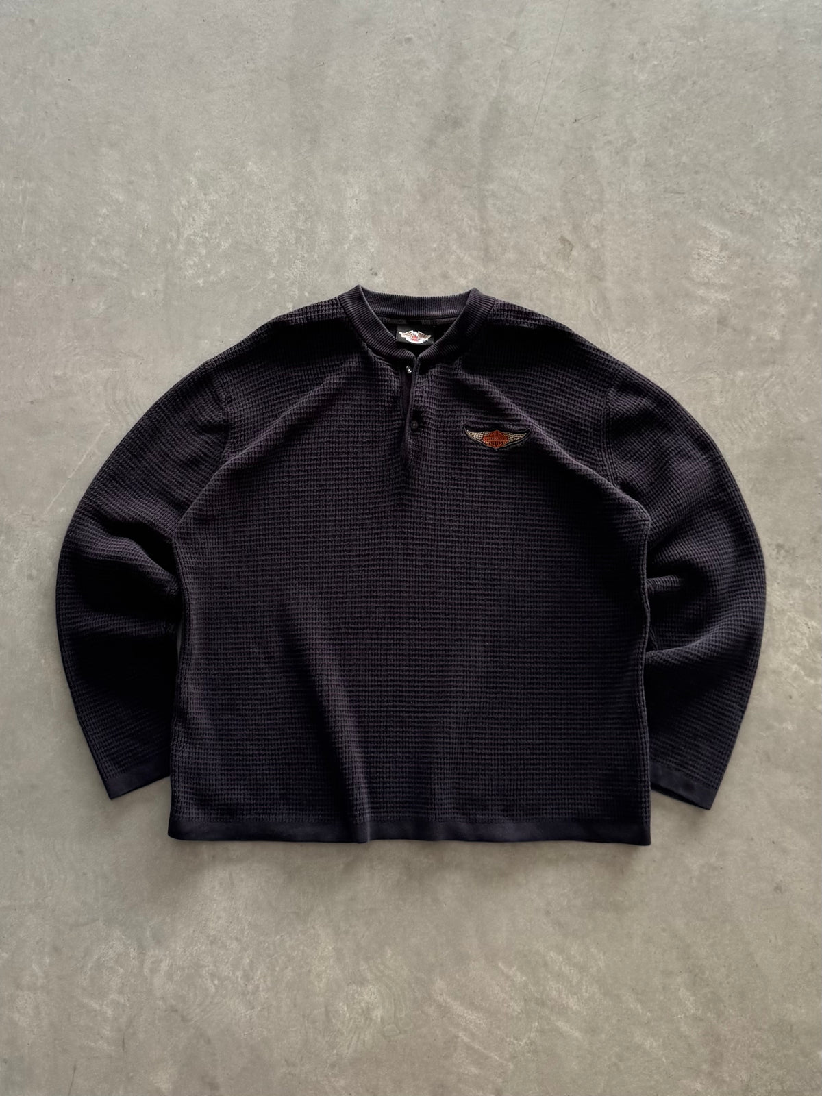 Vintage Harley Davidson Waffle Knit Sweater - XL