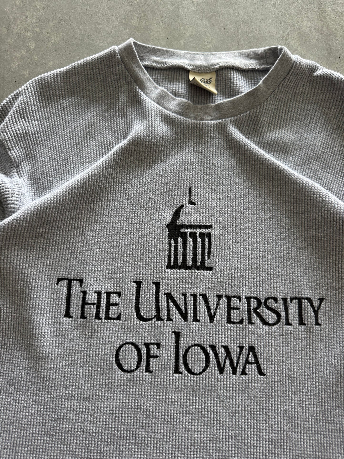 Vintage 90s University of Iowa Waffle Knit Long Sleeve - XL