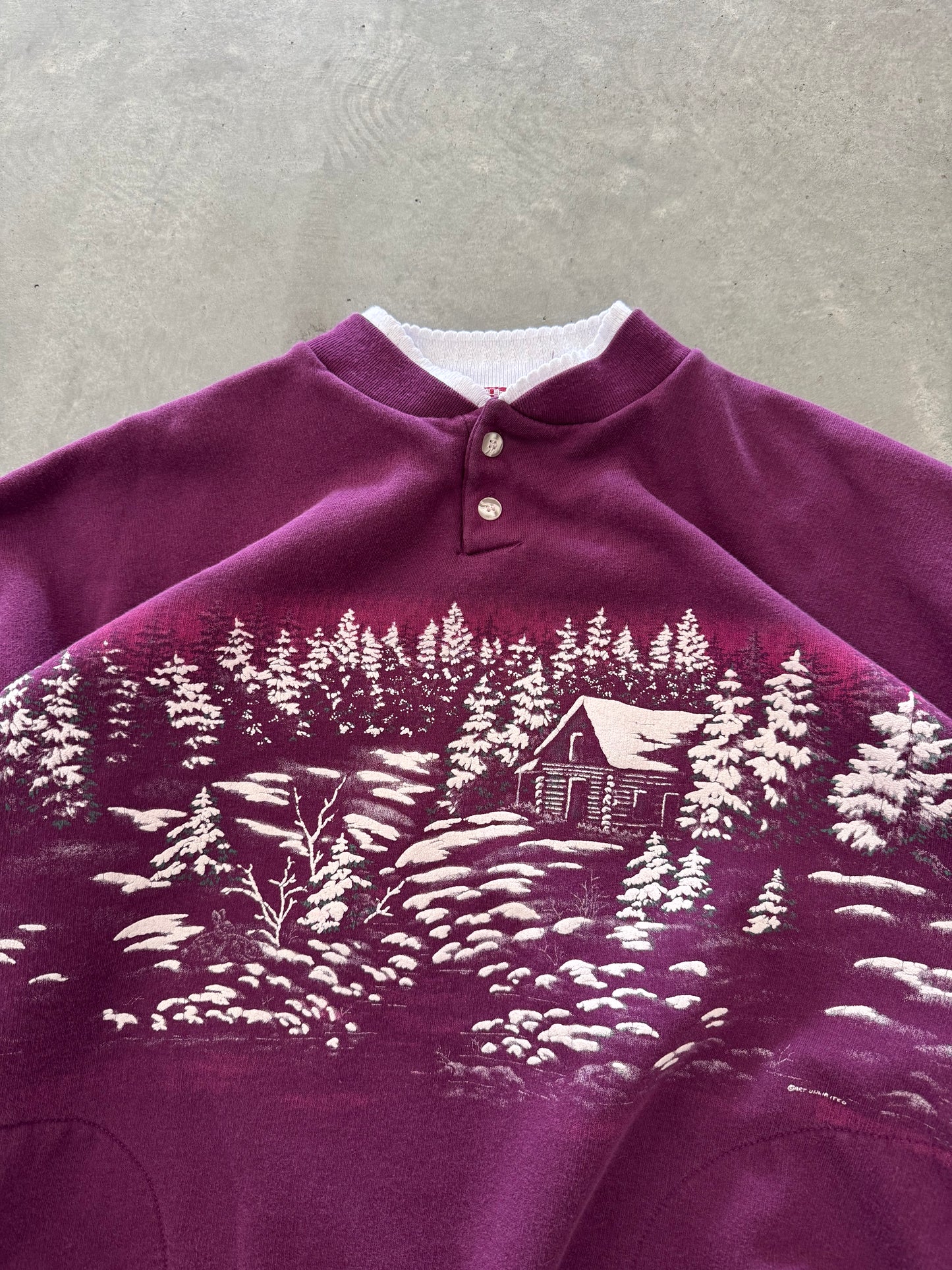 Vintage Winter Scene Sweatshirt - XL