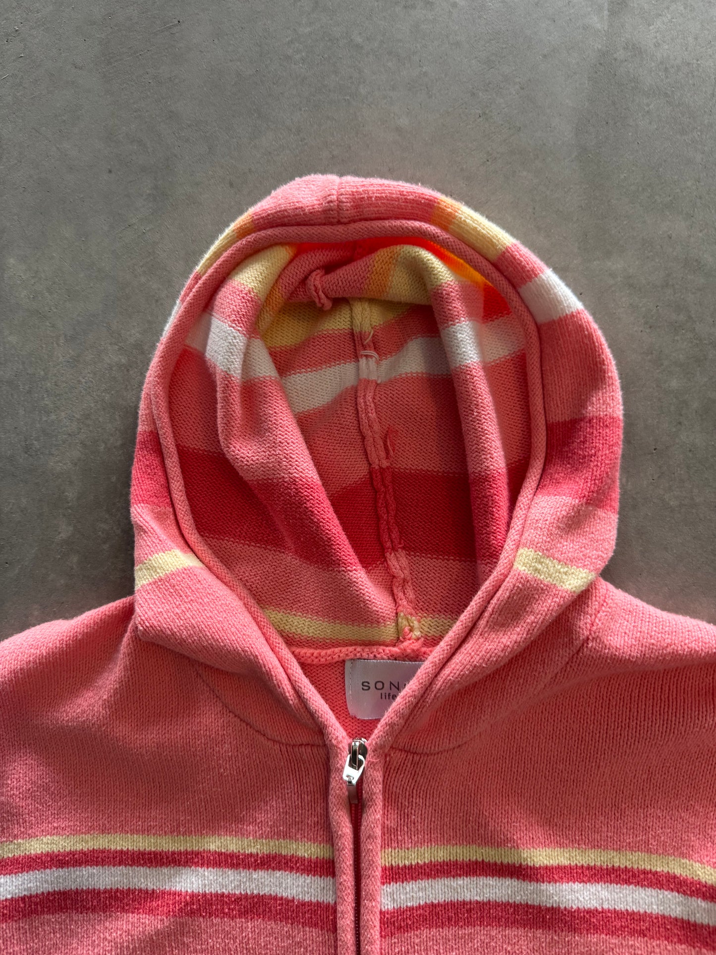 Vintage Women’s Knit Striped Zip Up Hoodie -  XL