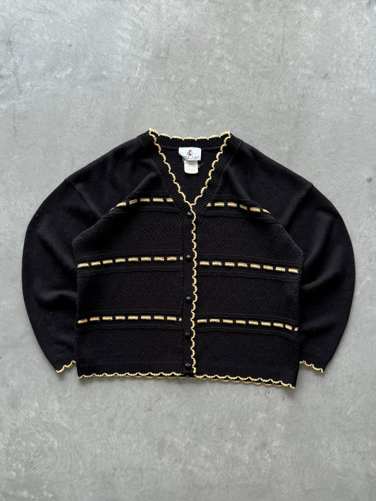Vintage Black & Gold Cardigan - XL