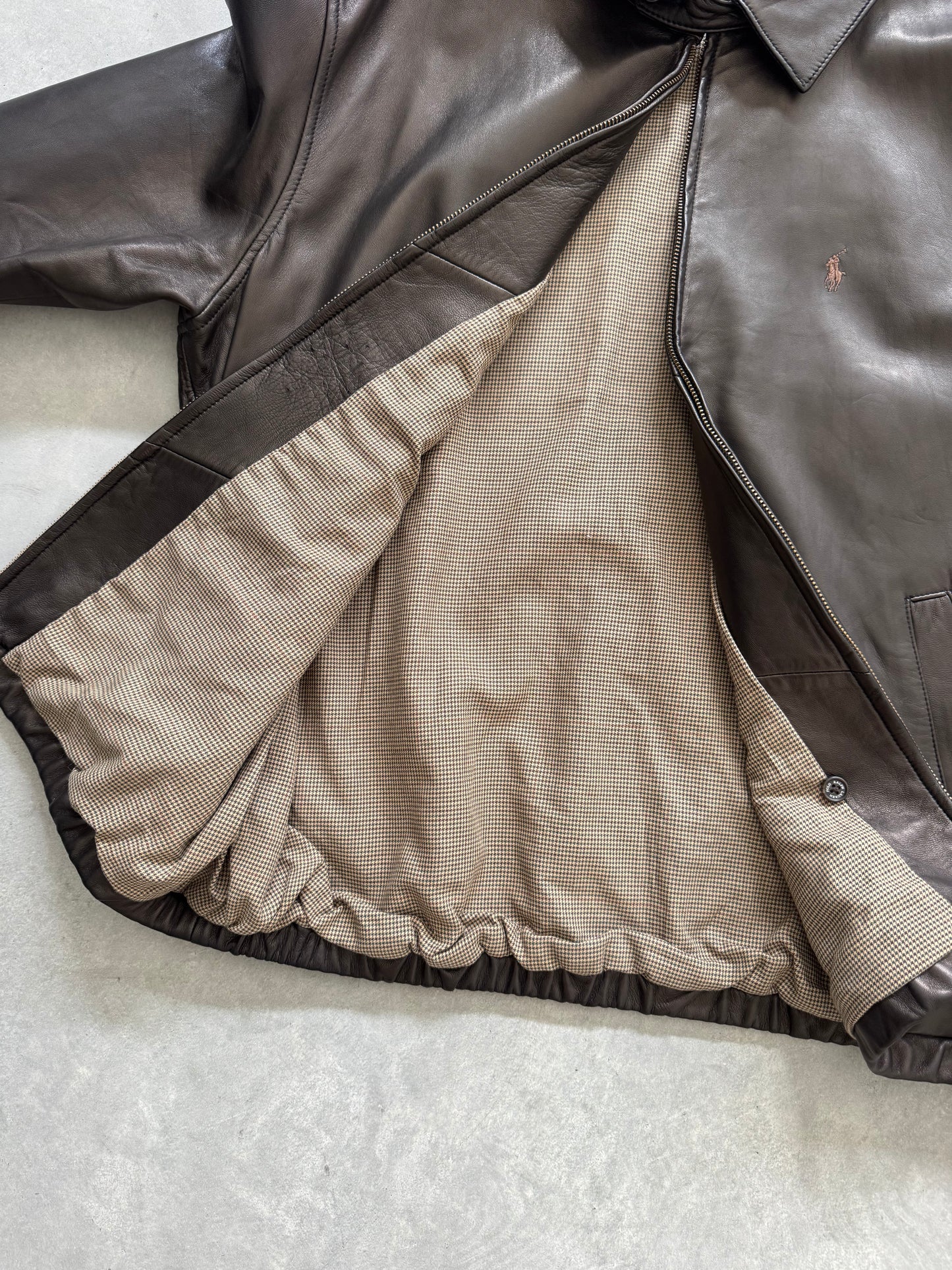 Vintage Dark Brown Polo Ralph Lauren Leather Jacket - XL