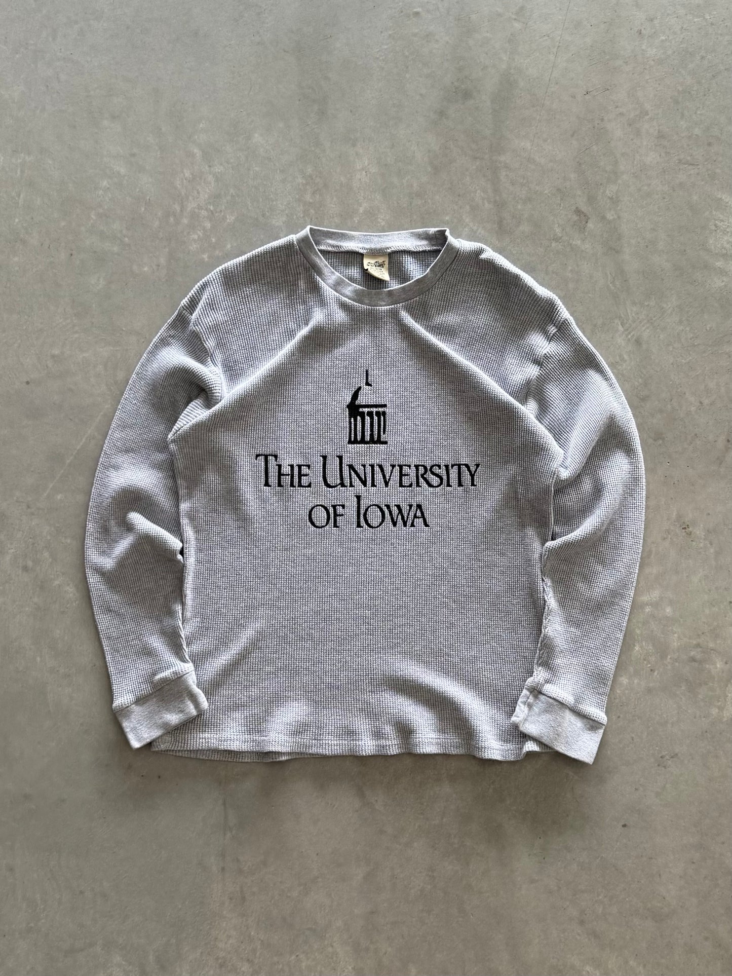 Vintage 90s University of Iowa Waffle Knit Long Sleeve - XL