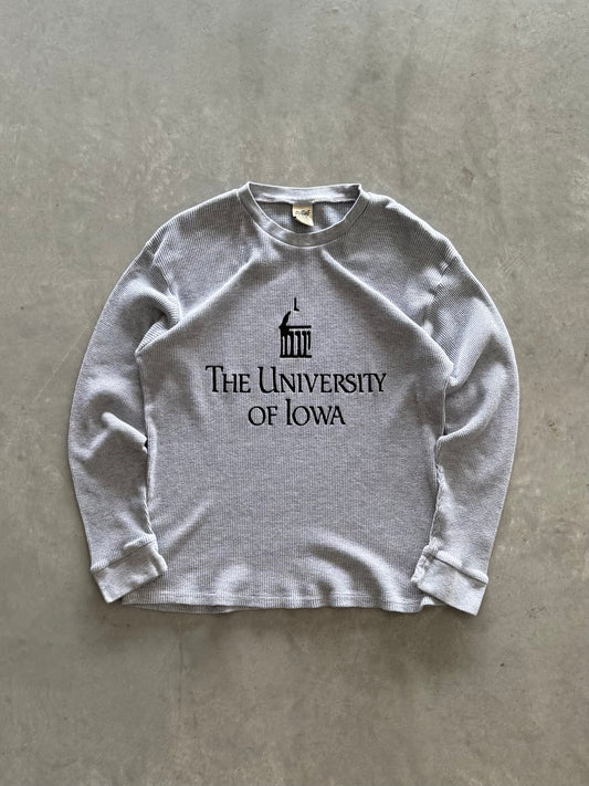 Vintage 90s University of Iowa Waffle Knit Long Sleeve - XL