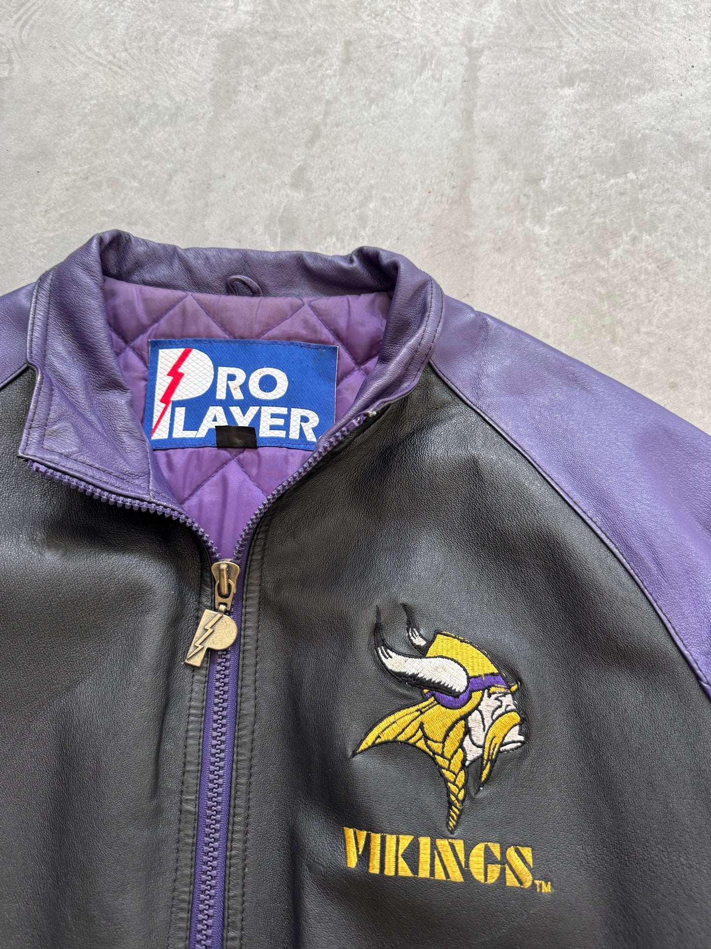 Vintage Minnesota Vikings Leather Jacket - XL