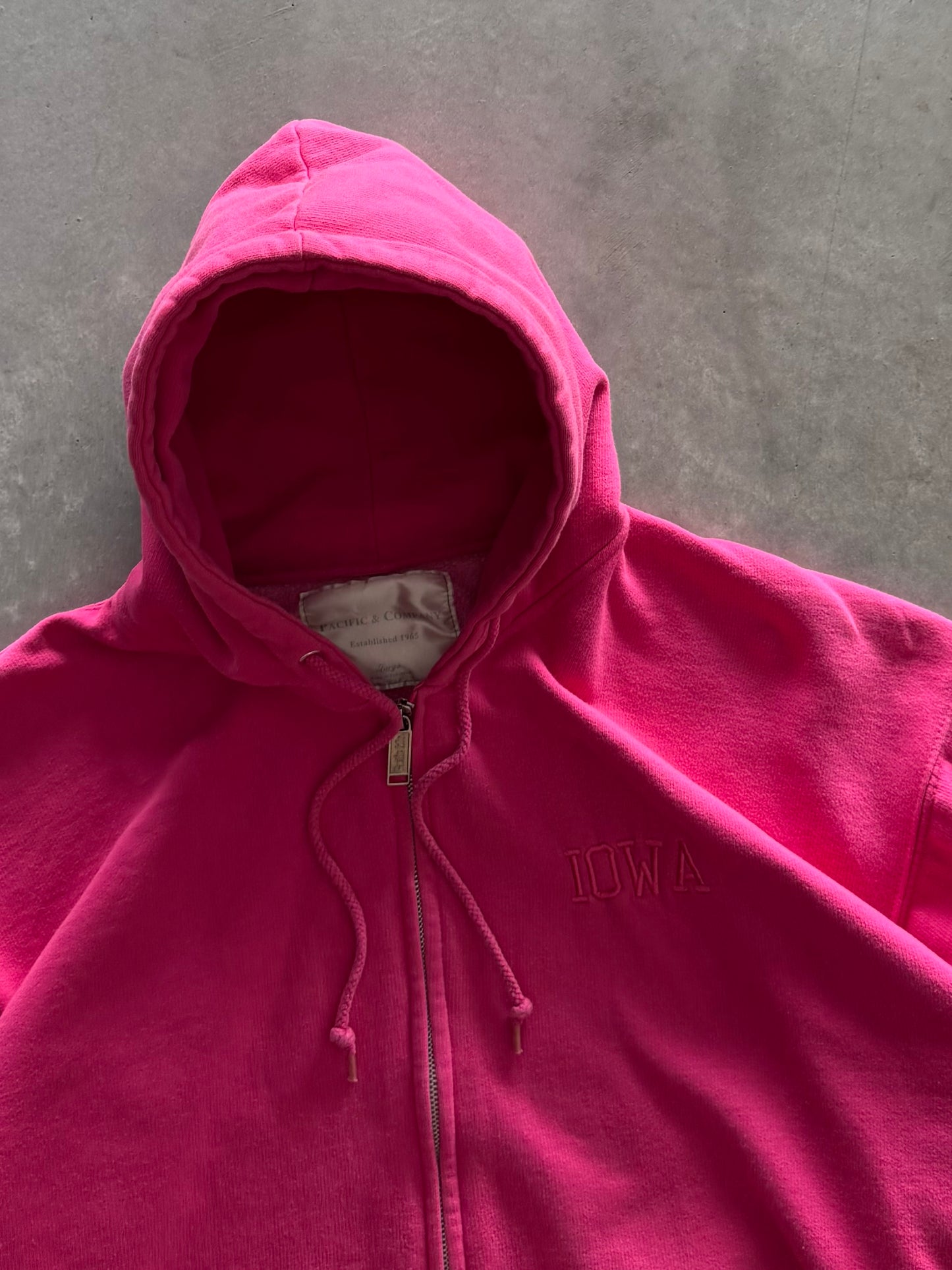 Vintage Pink Iowa Zip Up Hoodie - L
