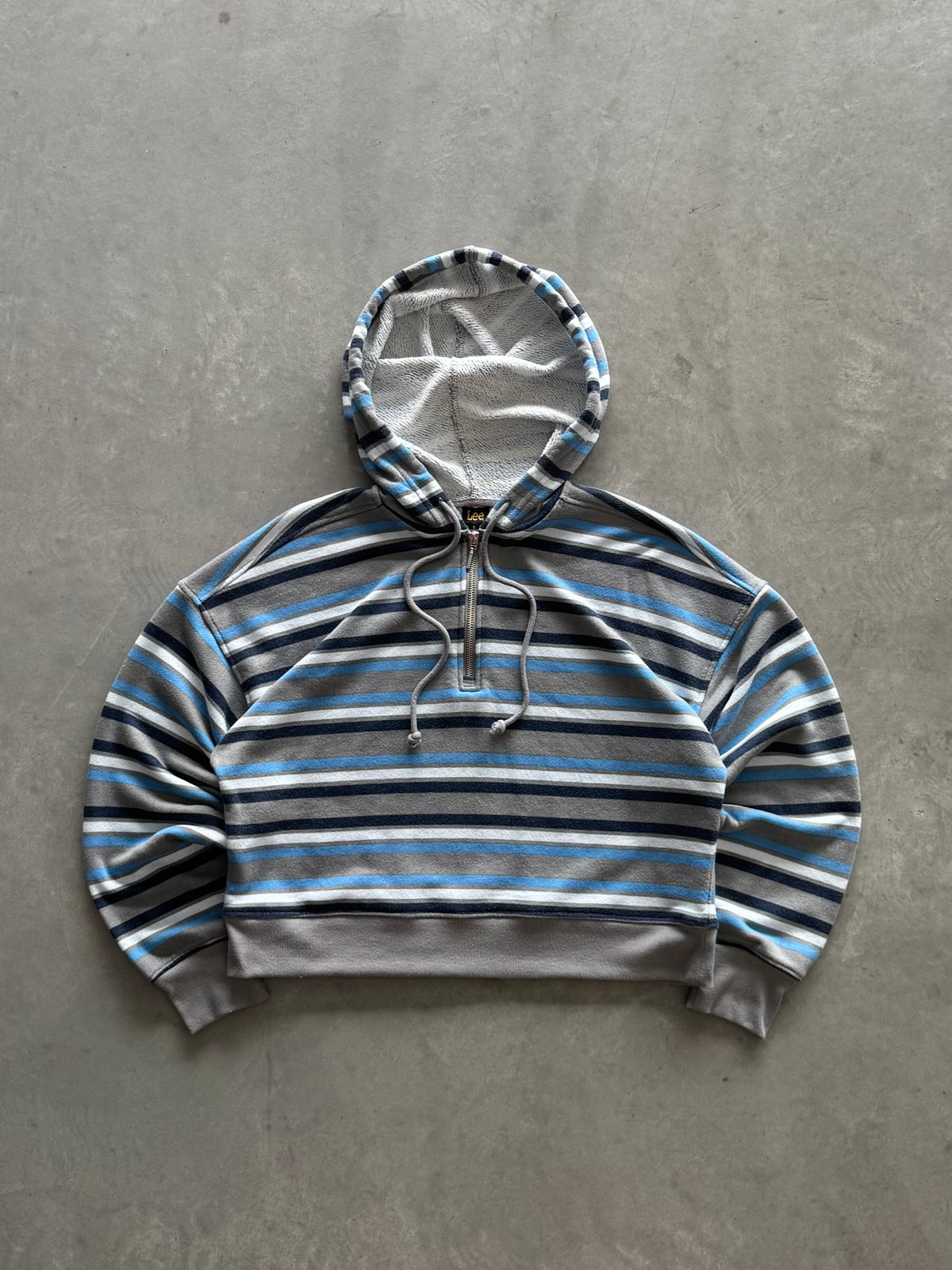 Vintage Lee Striped Cropped Hoodie - S