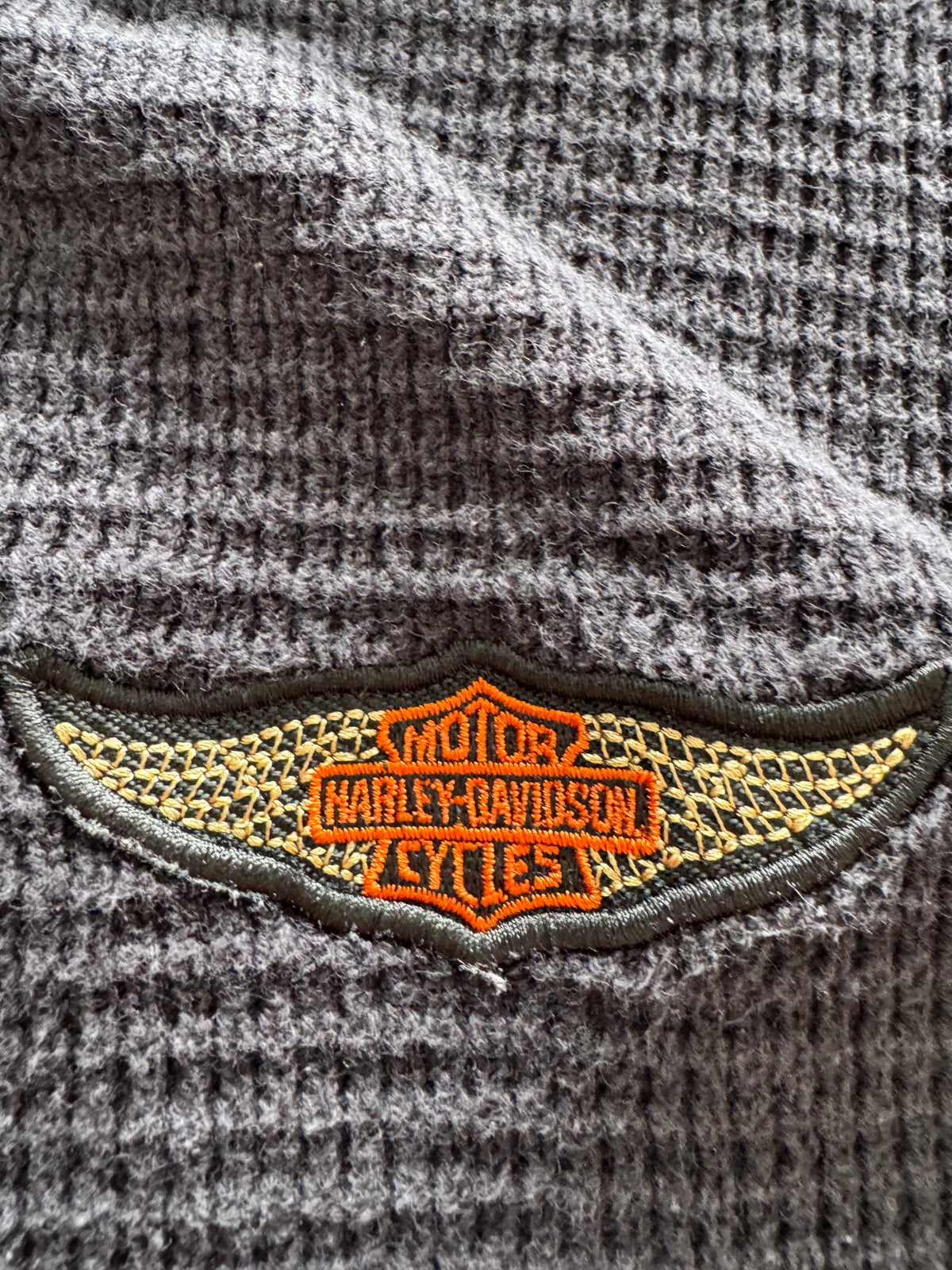 Vintage Harley Davidson Waffle Knit Sweater - XL