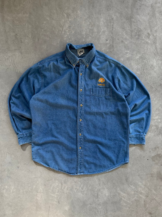 Vintage Iowa Hawkeyes Denim Button Up - L