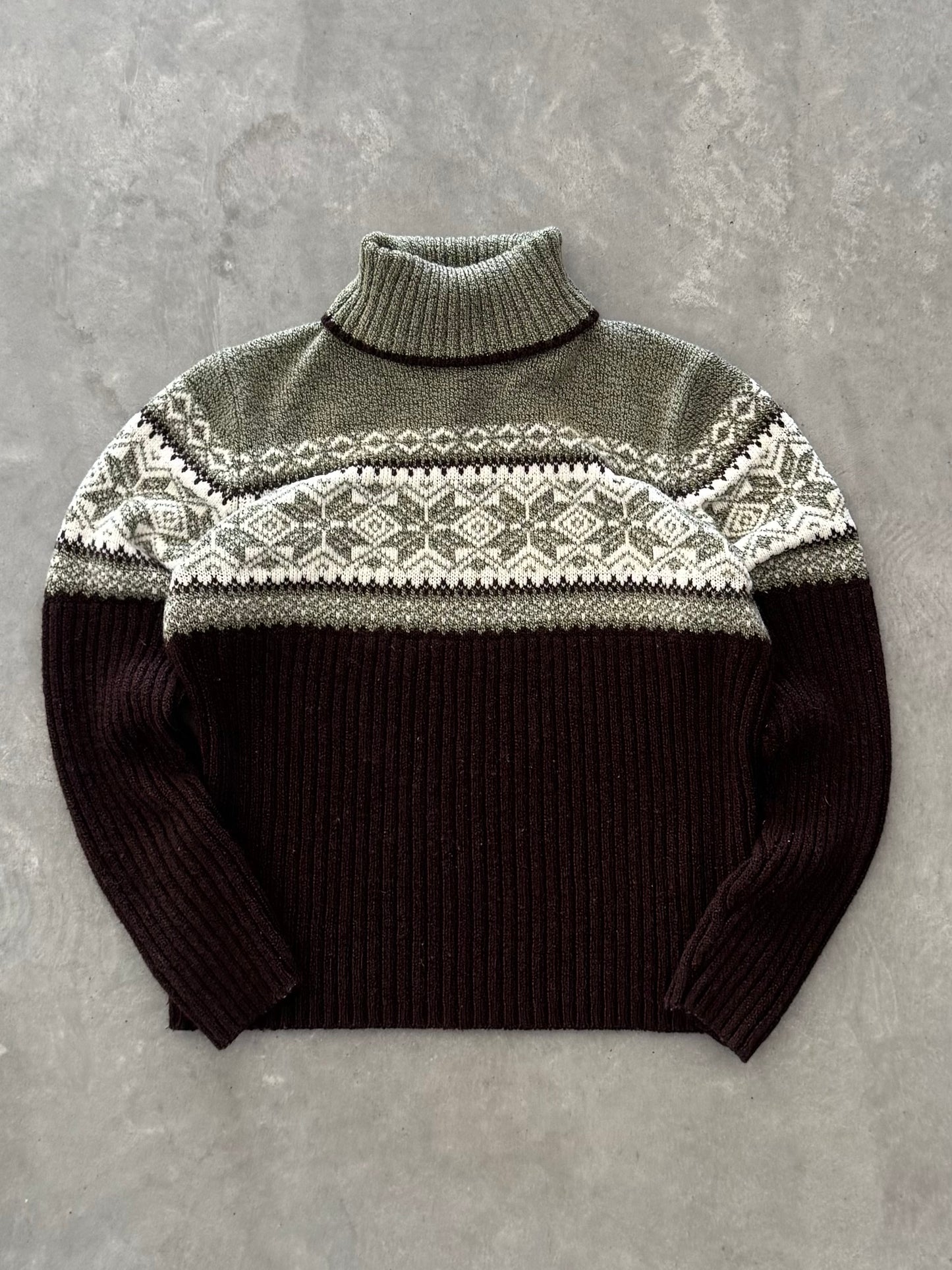 Vintage Fair Isle Turtle Neck Sweater - XL