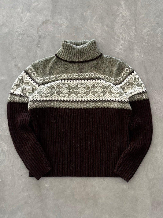 Vintage Fair Isle Turtle Neck Sweater - XL