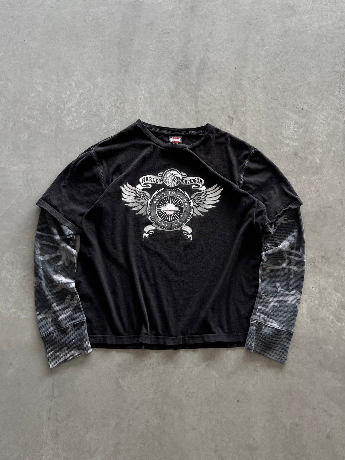 Vintage Harley Davidson Layered Long Sleeve - L