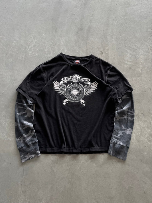 Vintage Harley Davidson Layered Long Sleeve - L