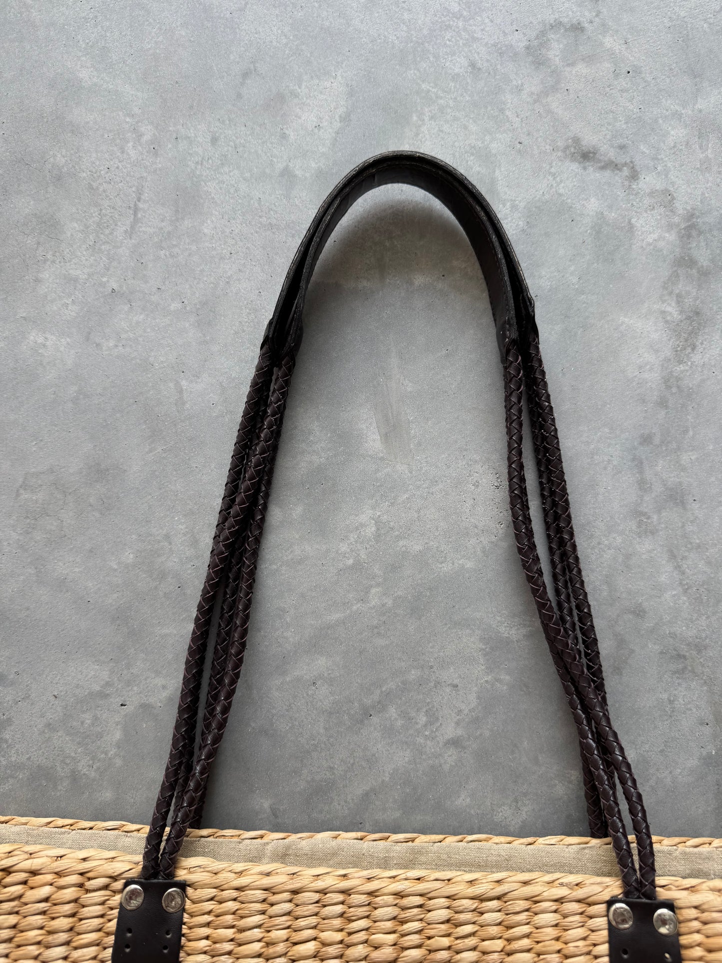 Vintage Straw American Flag Tote
