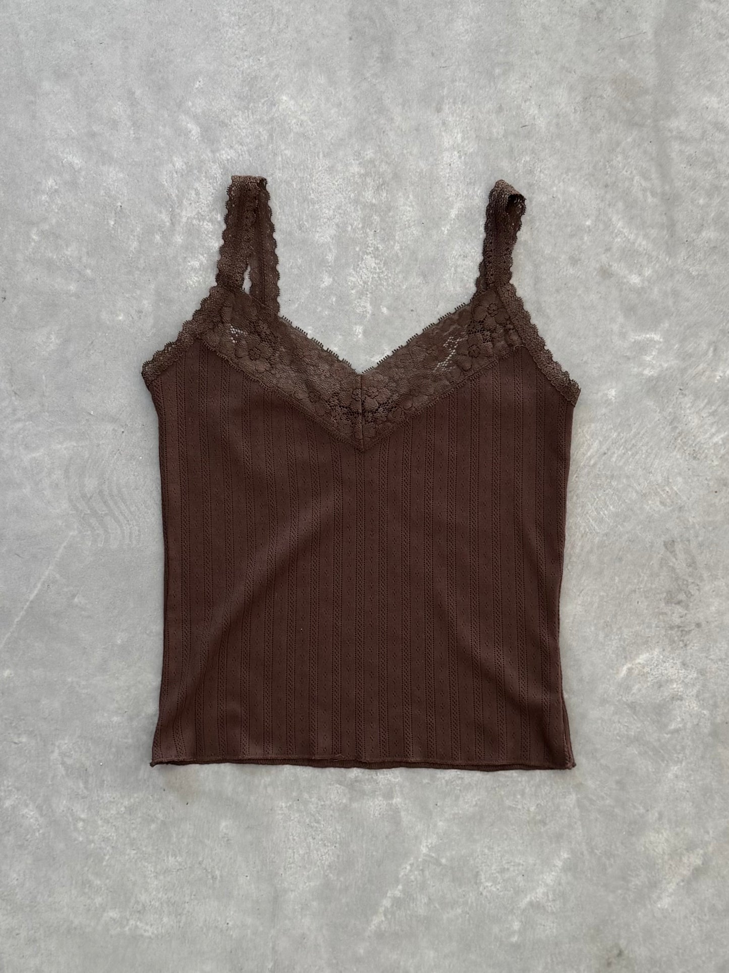 Vintage Lace Trim Tank Top - S