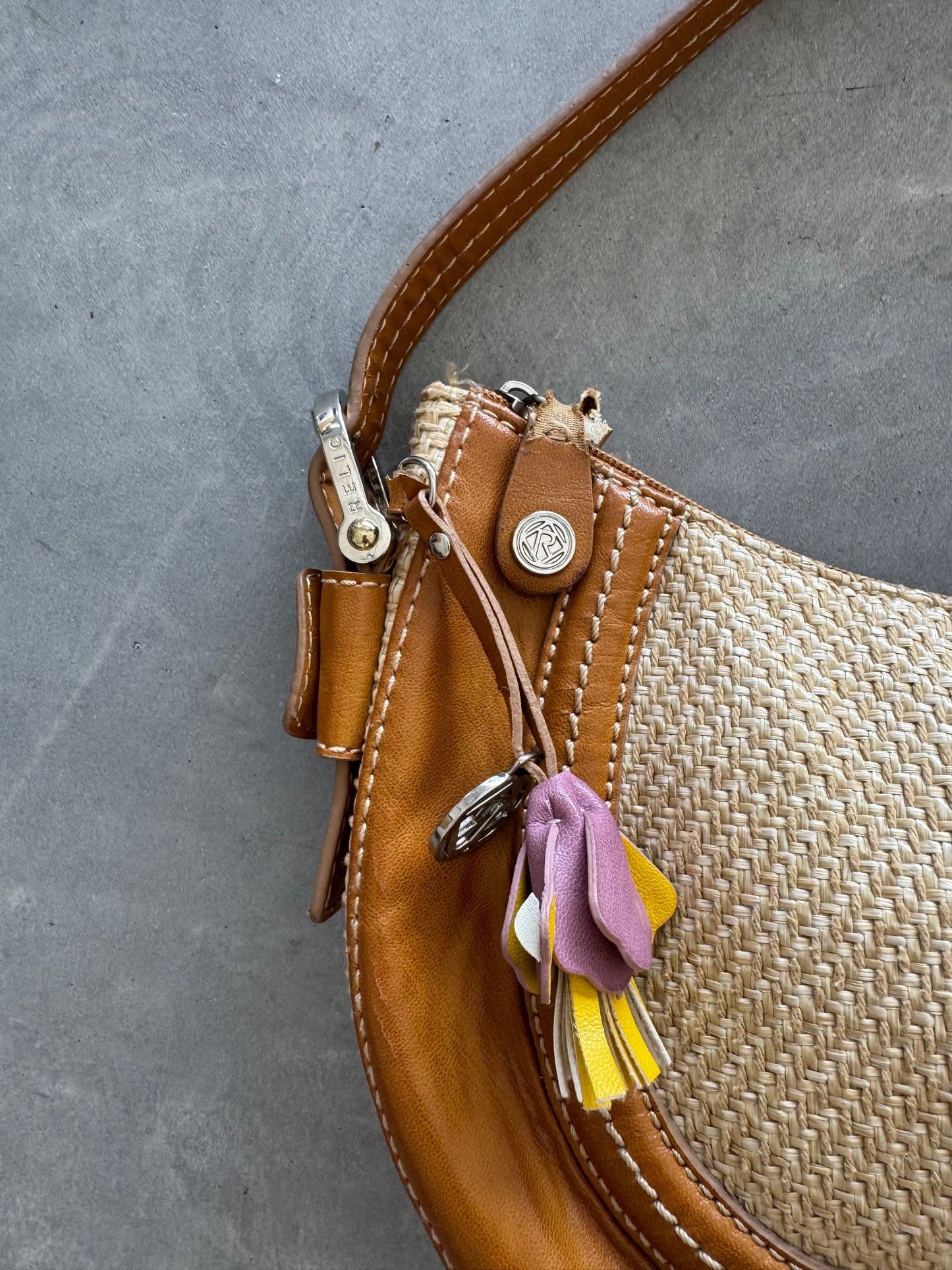 Vintage 90s Woven Hobo Shoulder Bag