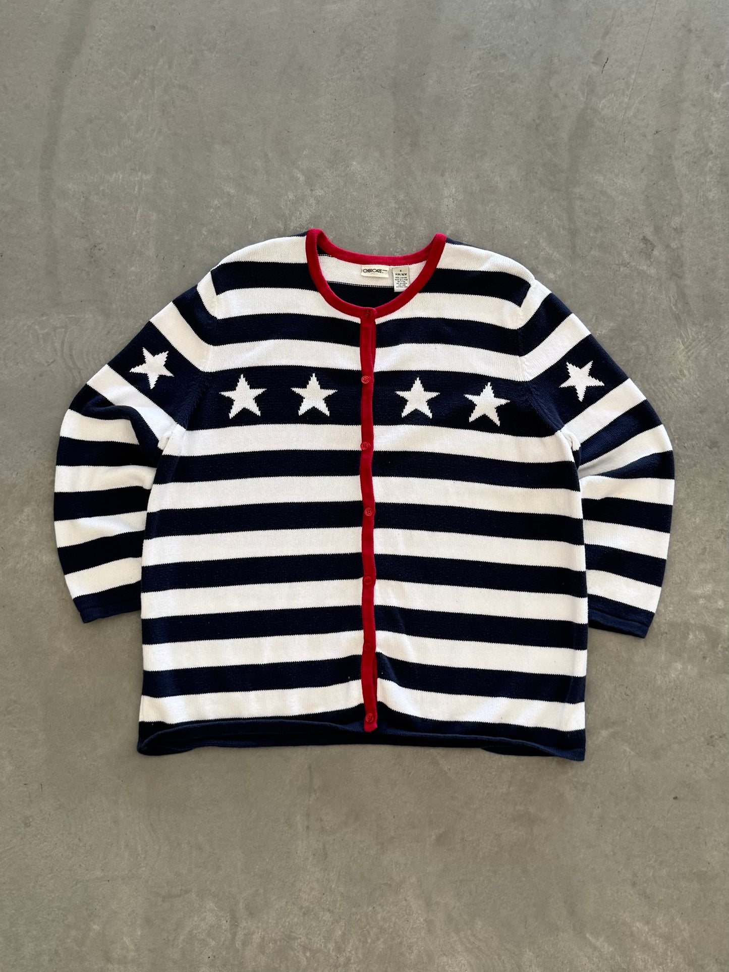 Vintage 4th of July Striped Cardigan - XL