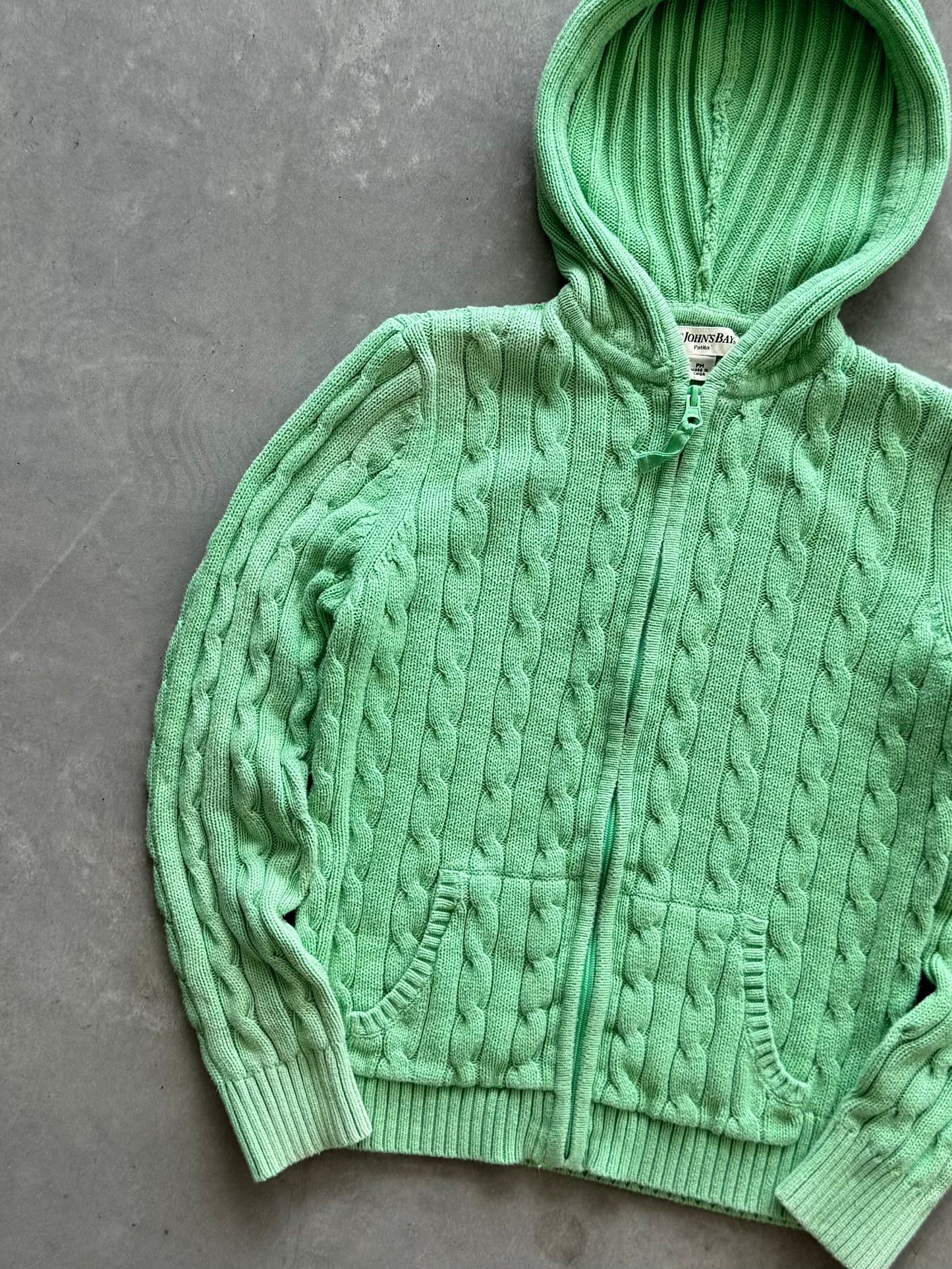 Vintage St. John’s Bay Cable Knit Zip Up Hoodie - M