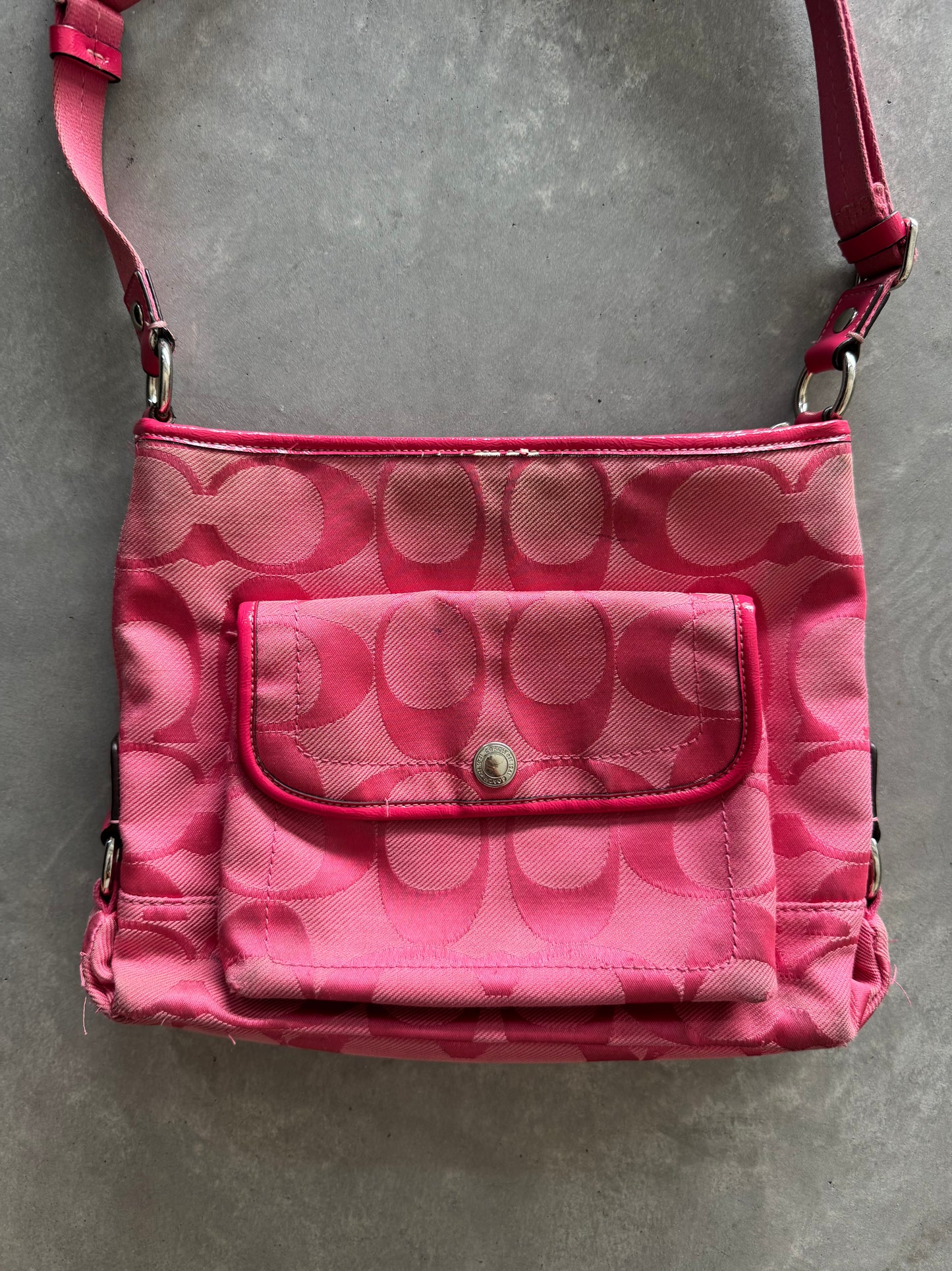 Vintage Pink Coach Signature Shoulder Bag