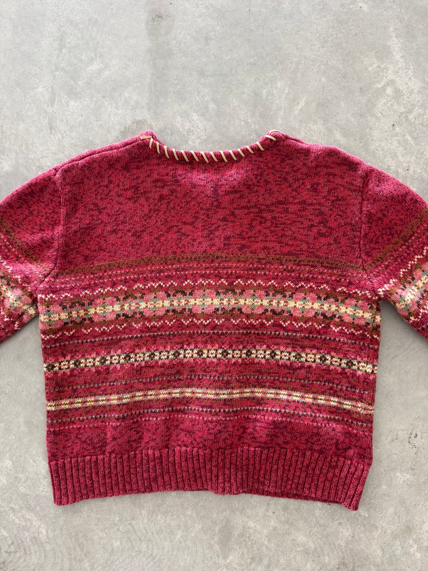 Vintage Nordic Zip Up Sweater - S